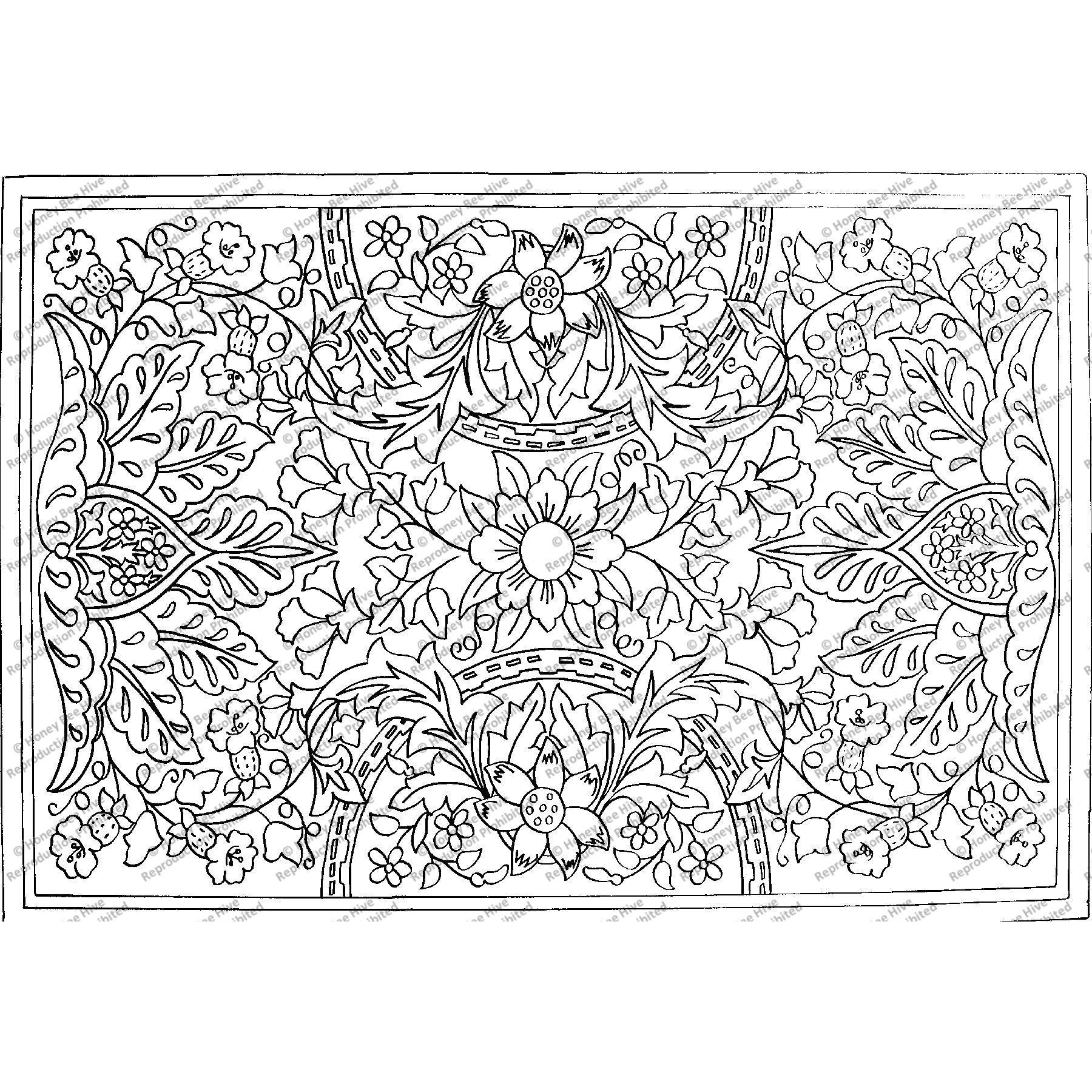 Morris Victorian, rug hooking pattern