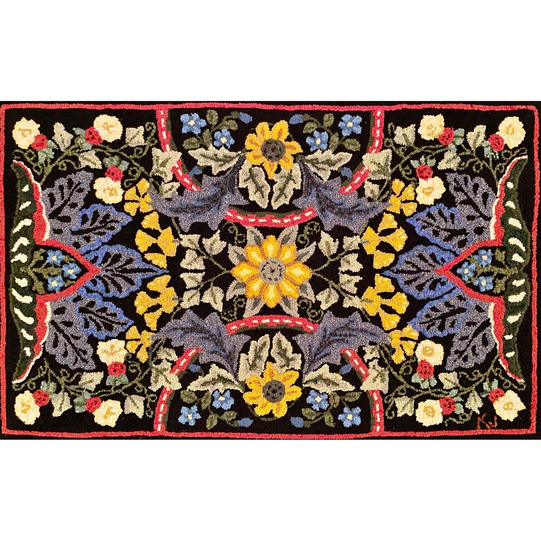 Morris Victorian, rug hooked by Krista Johnson