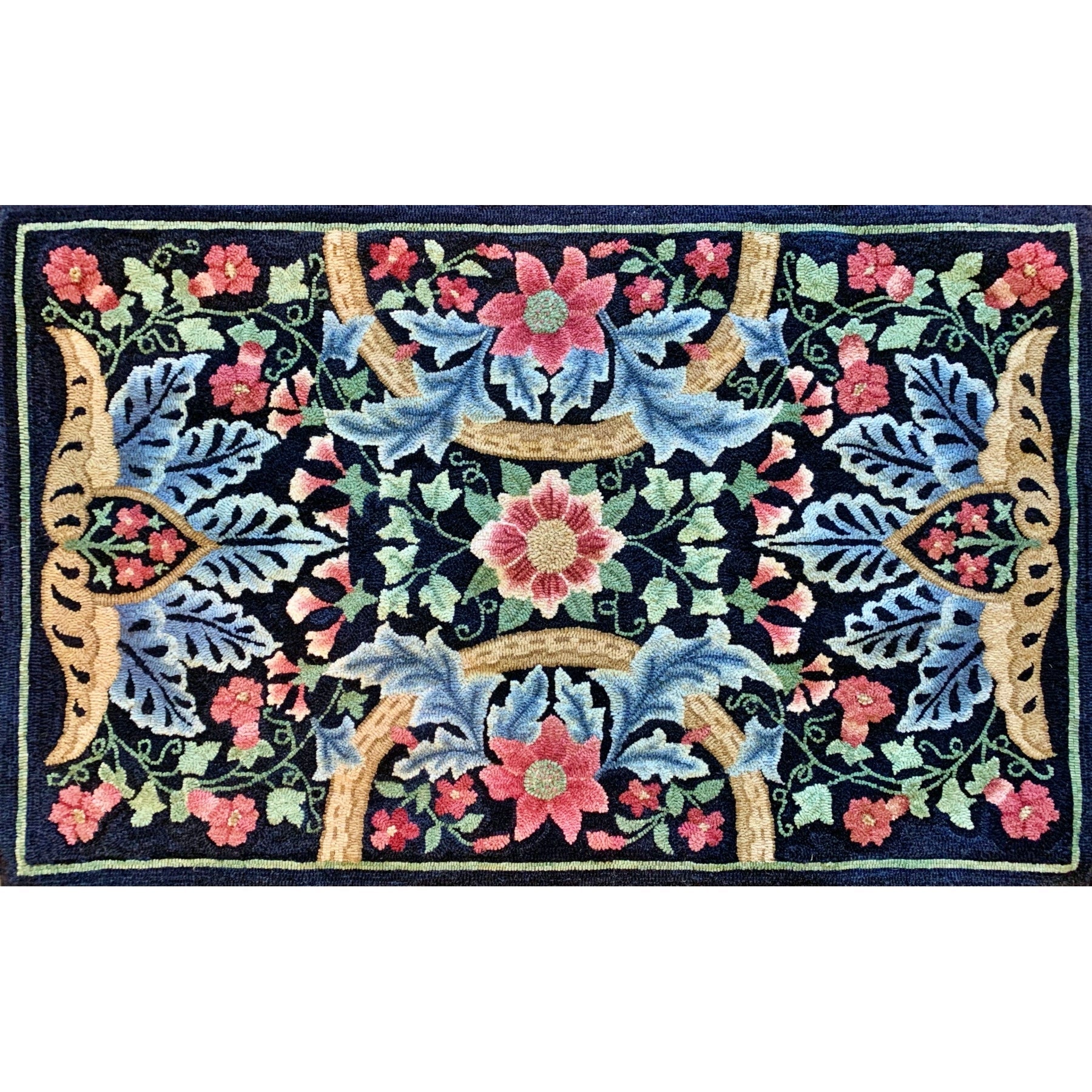 Morris Victorian, rug hooked by Margaret Bedle