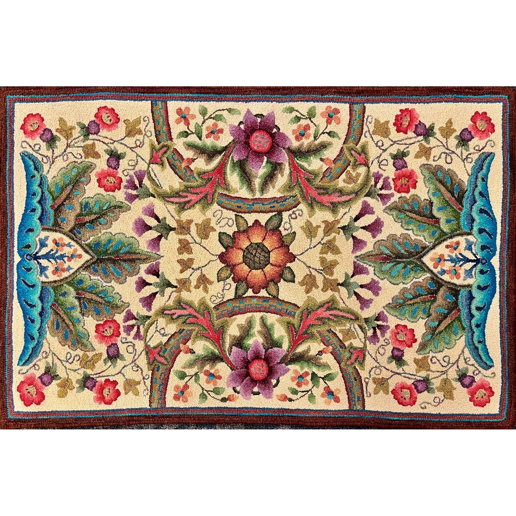 Morris Victorian, rug hooked by Vivily Powers
