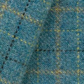 Wool fabric for rug hooking, Blue Heather With Yellow & Black Windowpane, offered by Honey Bee Hive