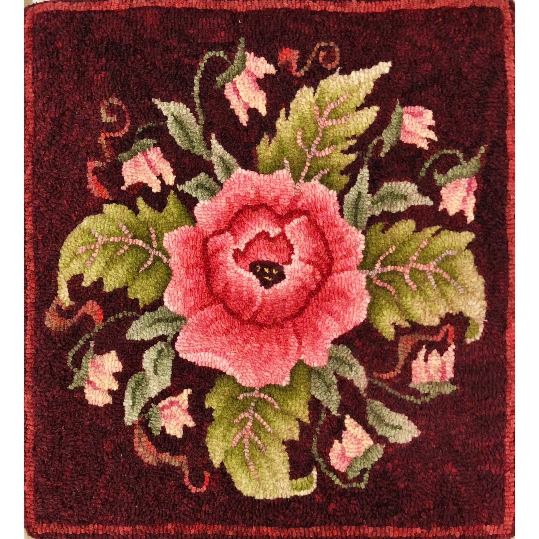 Ruthie Rose, rug hooked by Ruth Downing