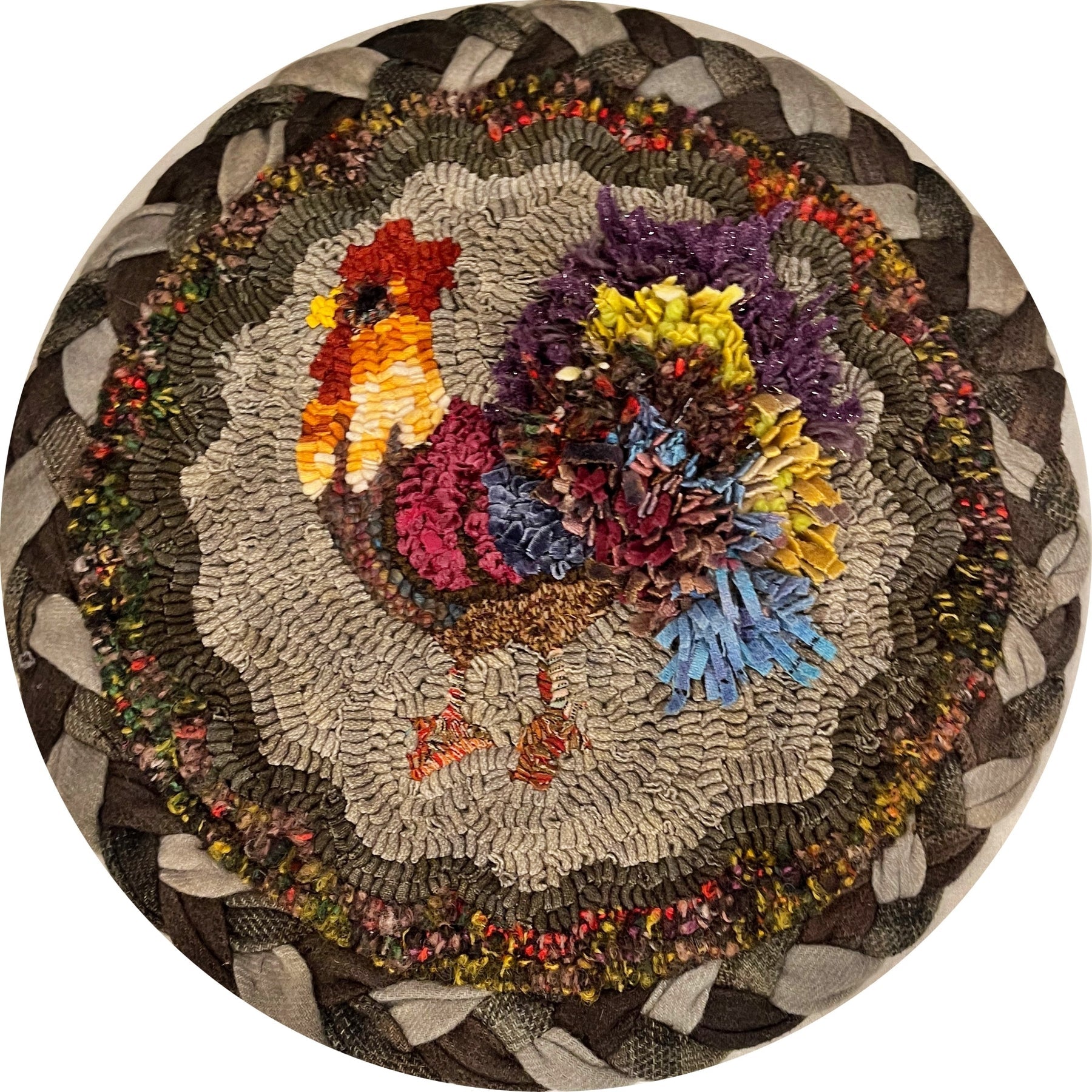 Rooster, rug hooked by Gail Ramierz