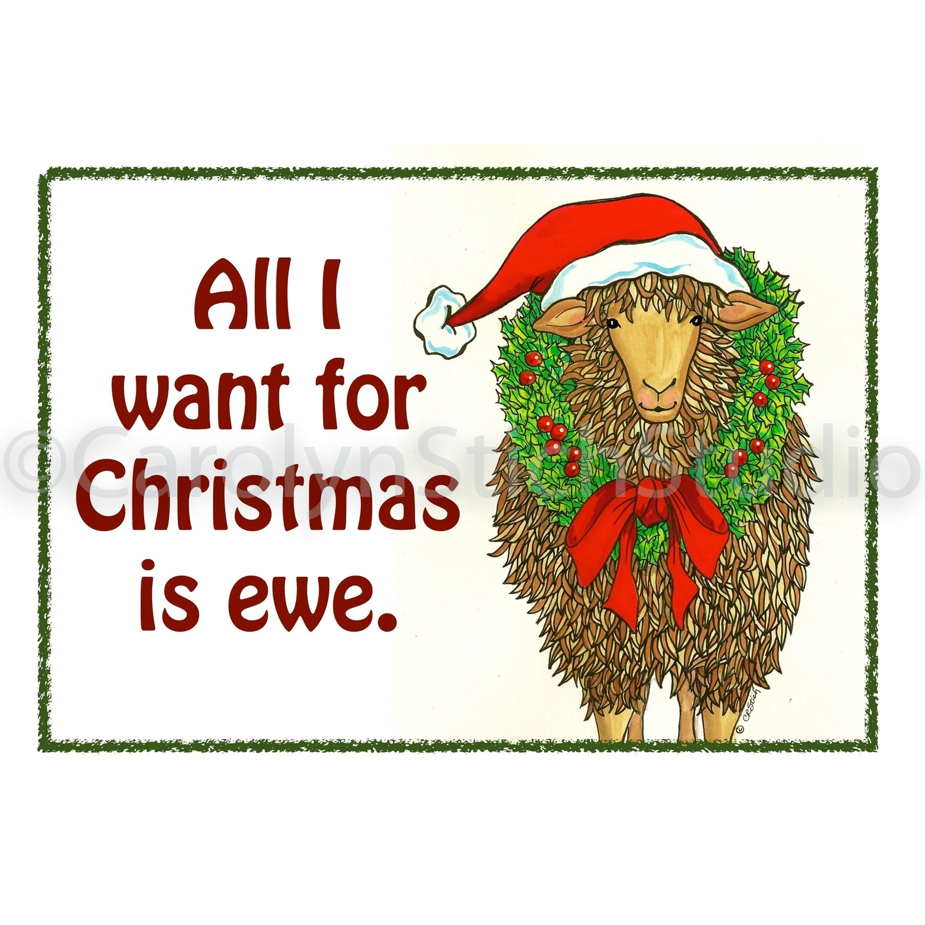 All I Want for Christmas is Ewe, rug hooking pattern