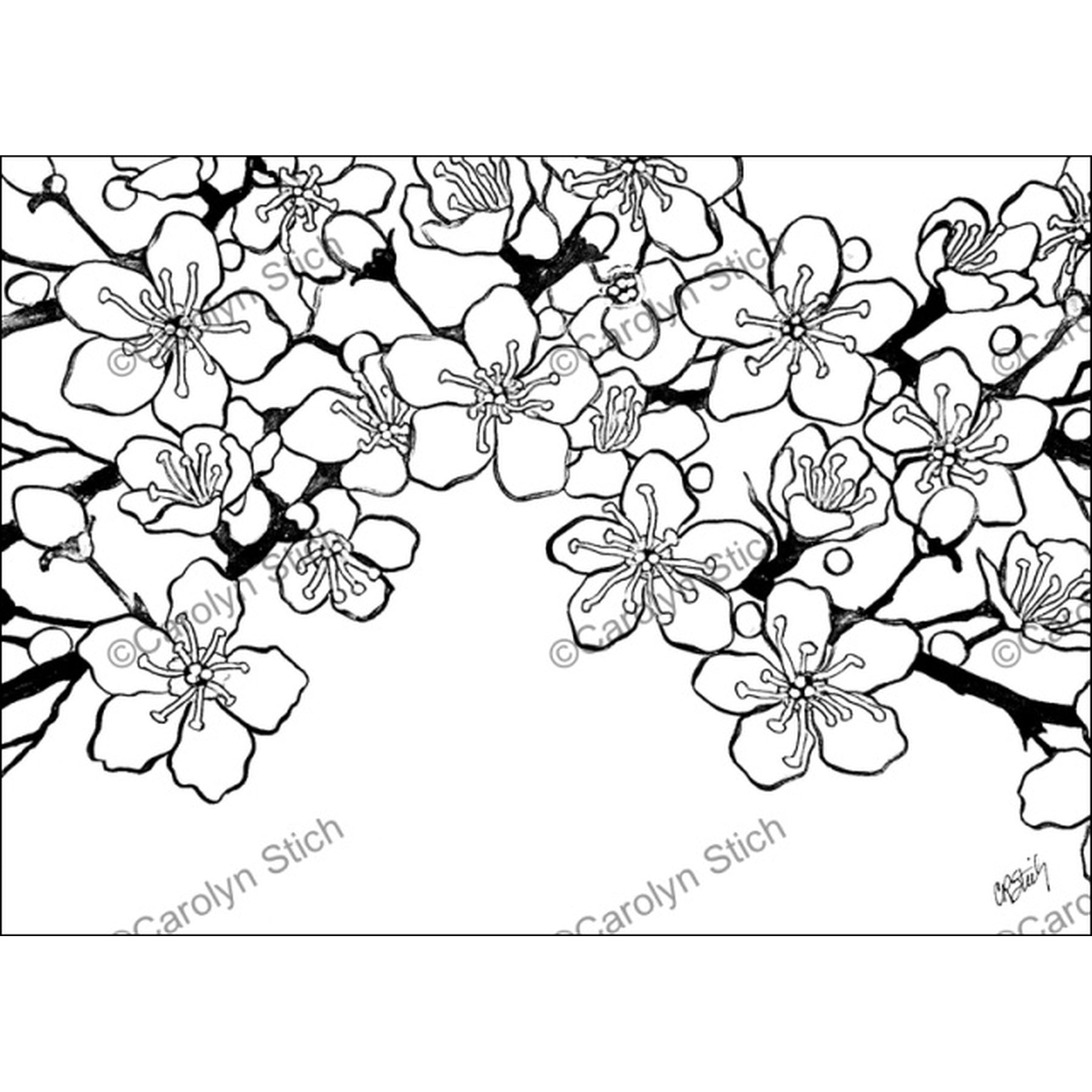 Cherry Blossom, rug hooking pattern