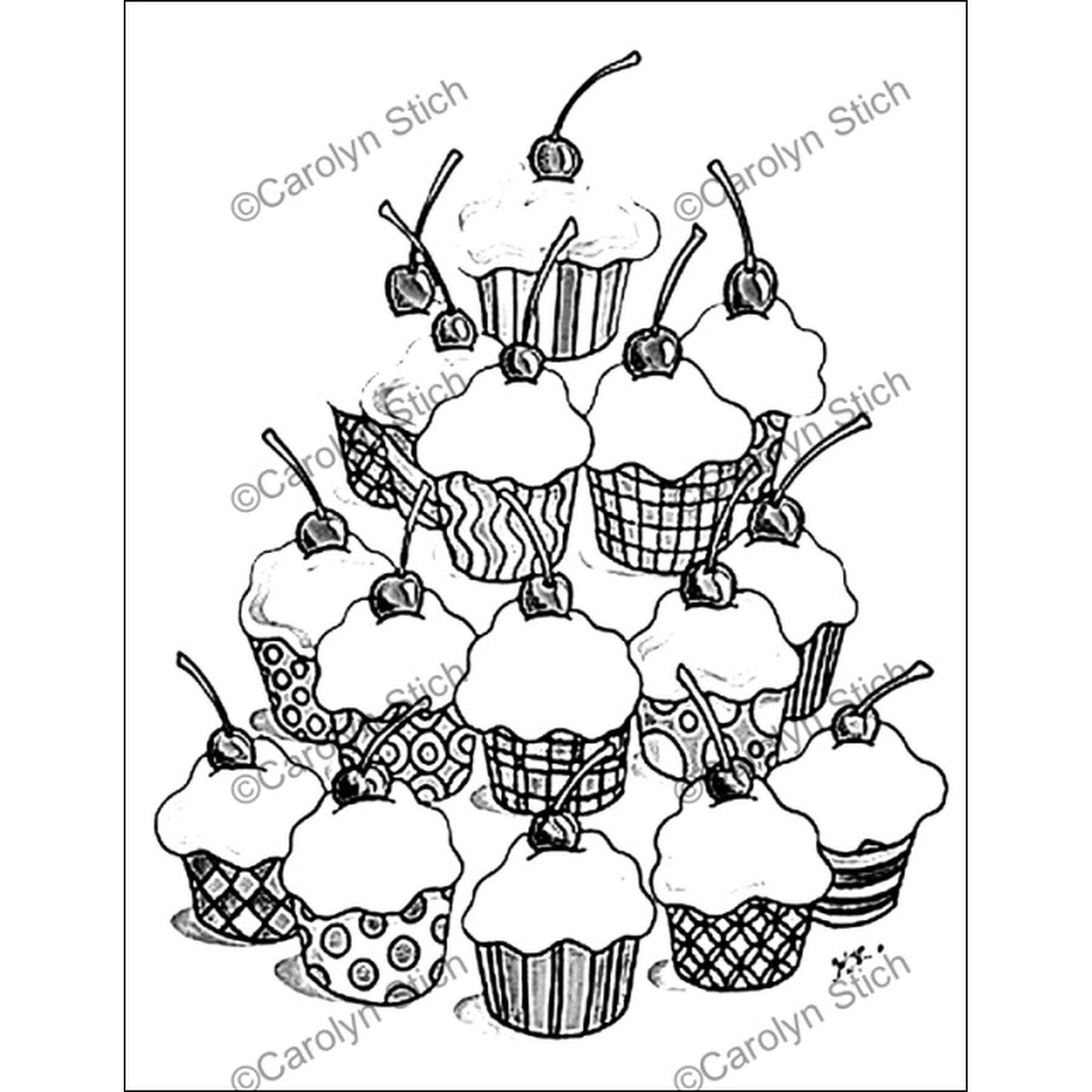 Cupcakes, rug hooking pattern