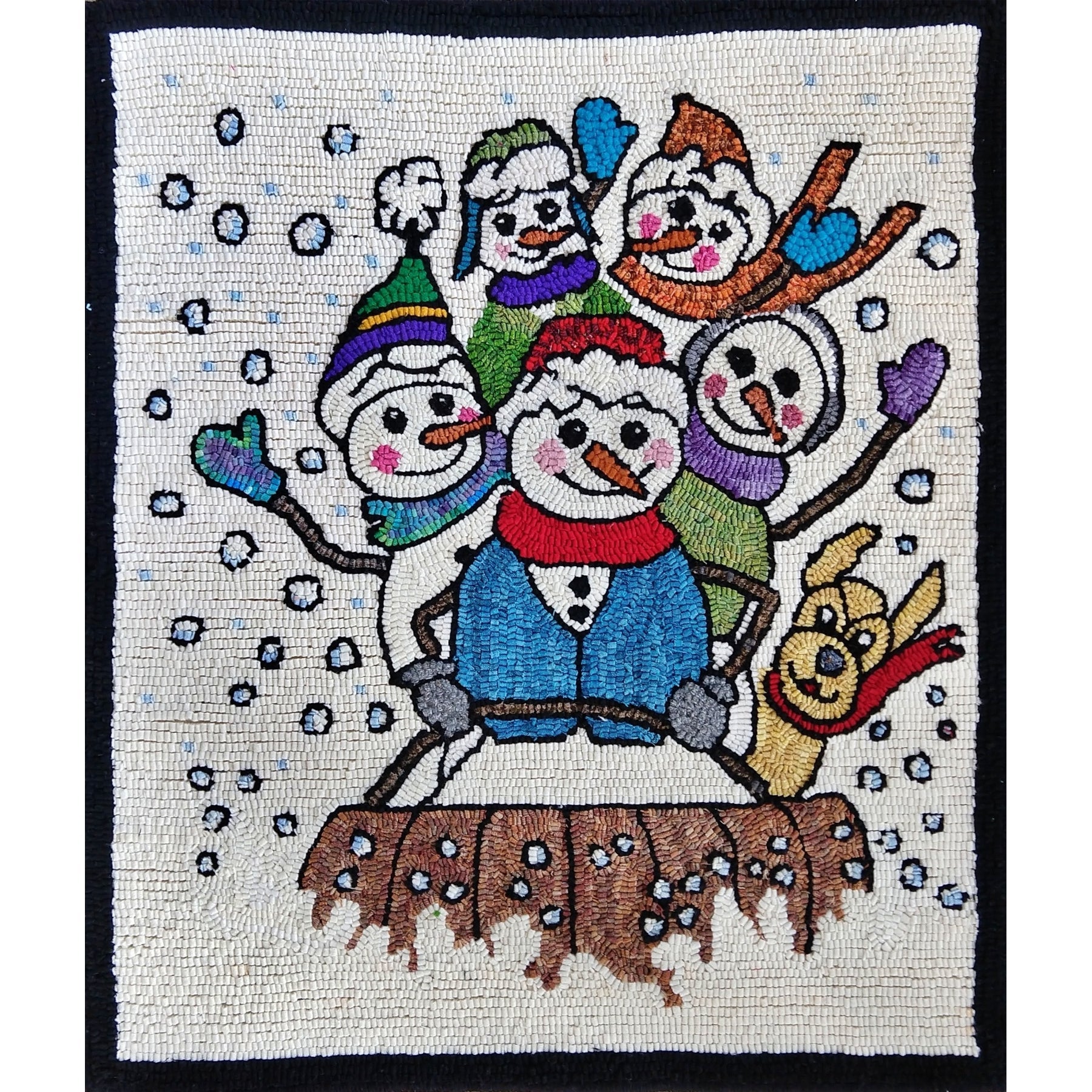 Dashing through the Snow, rug hooked by Liz Crouch