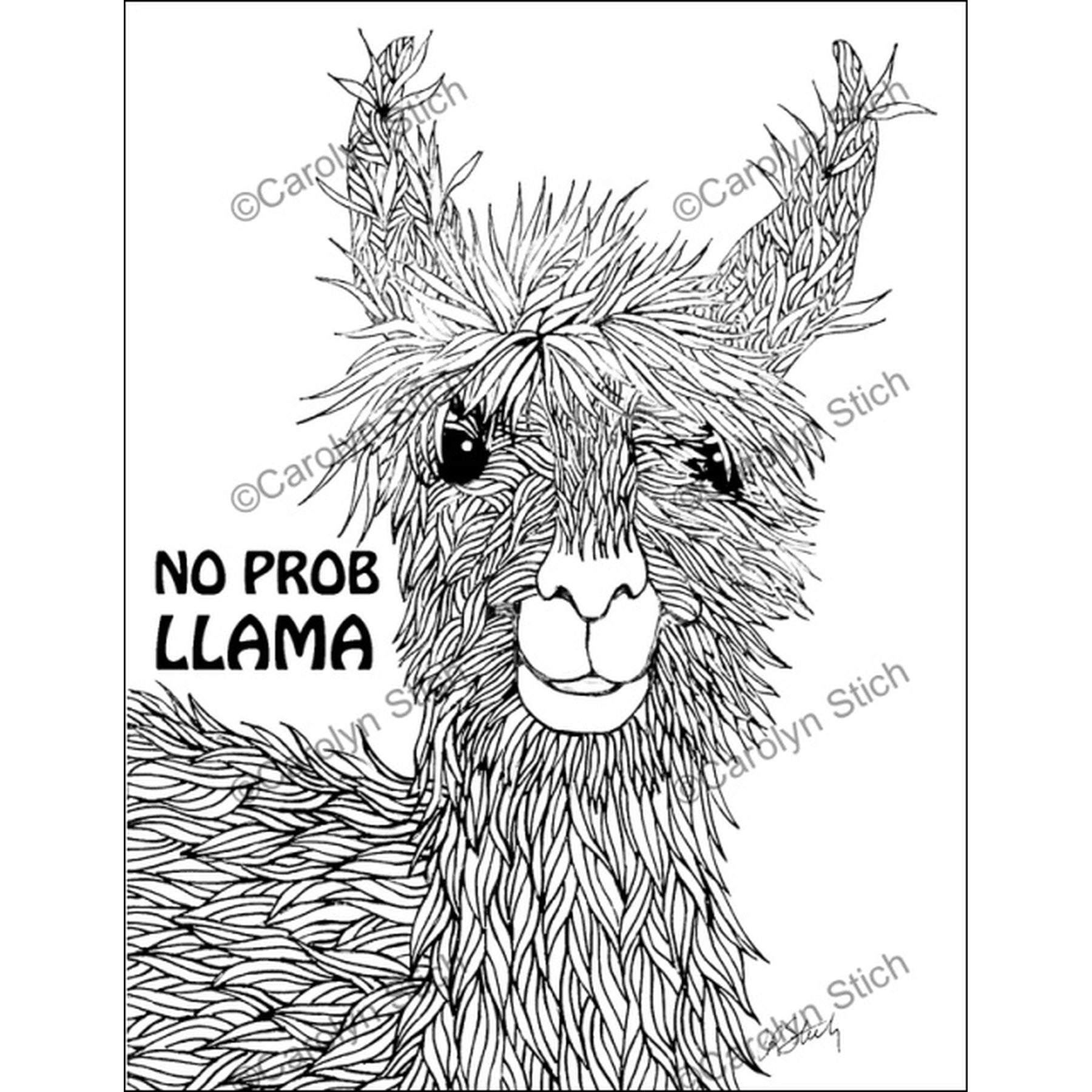 No Prob Llama, rug hooking pattern