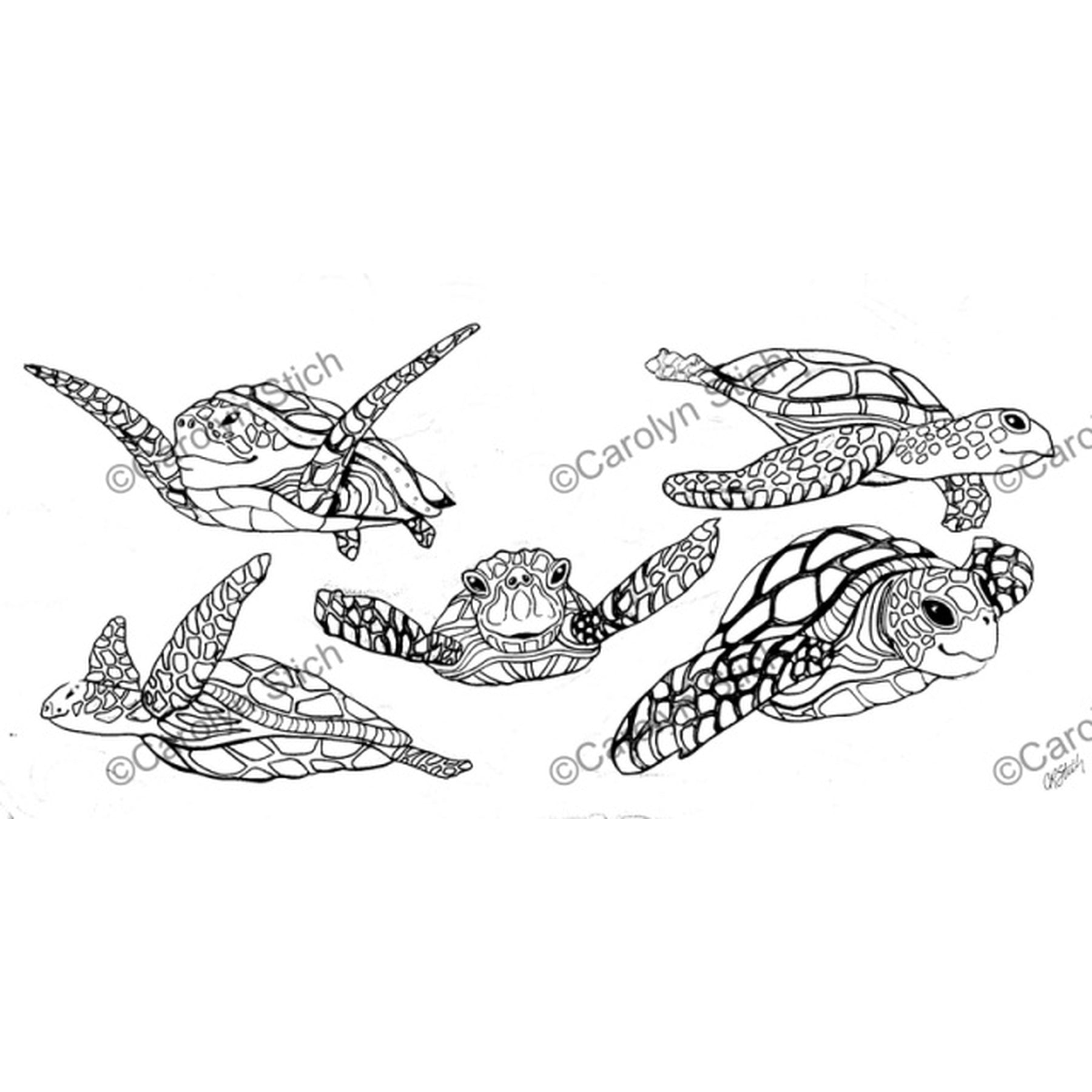 Sea Turtles, rug hooking pattern