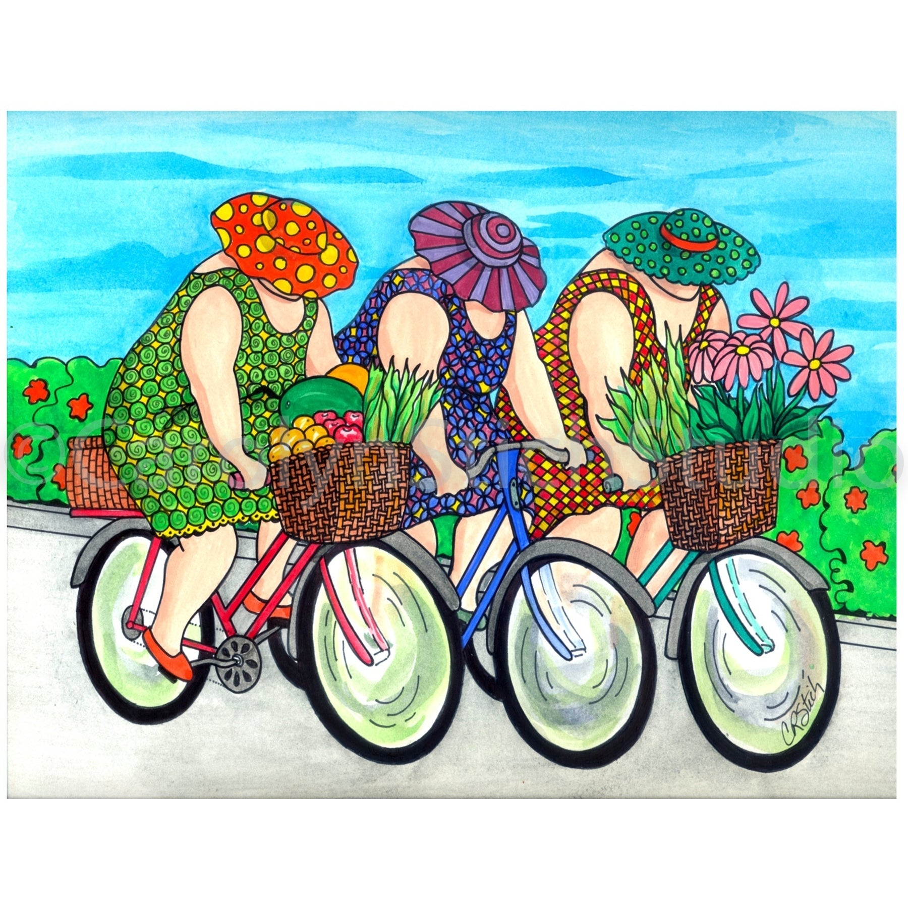 The Girls On the Road, rug hooking pattern