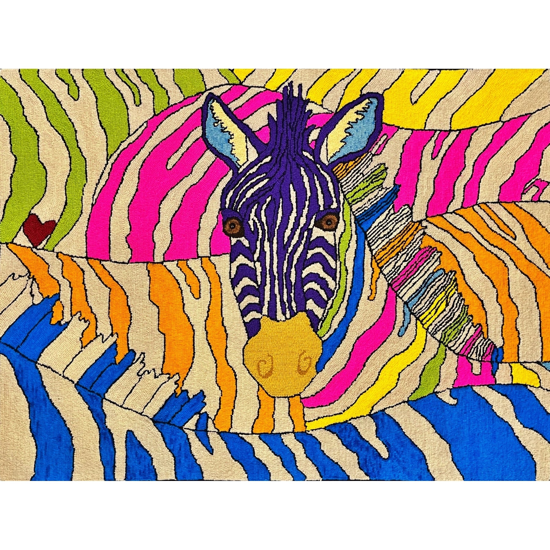 Zebra, rug hooked by Kathy Kovaric