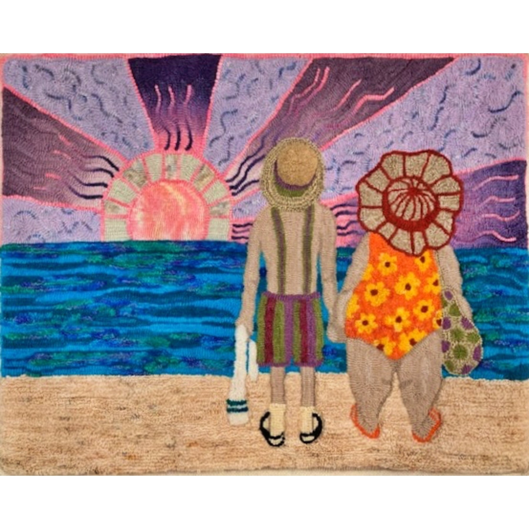 Sunset Moment, rug hooked by Beth Westbrook