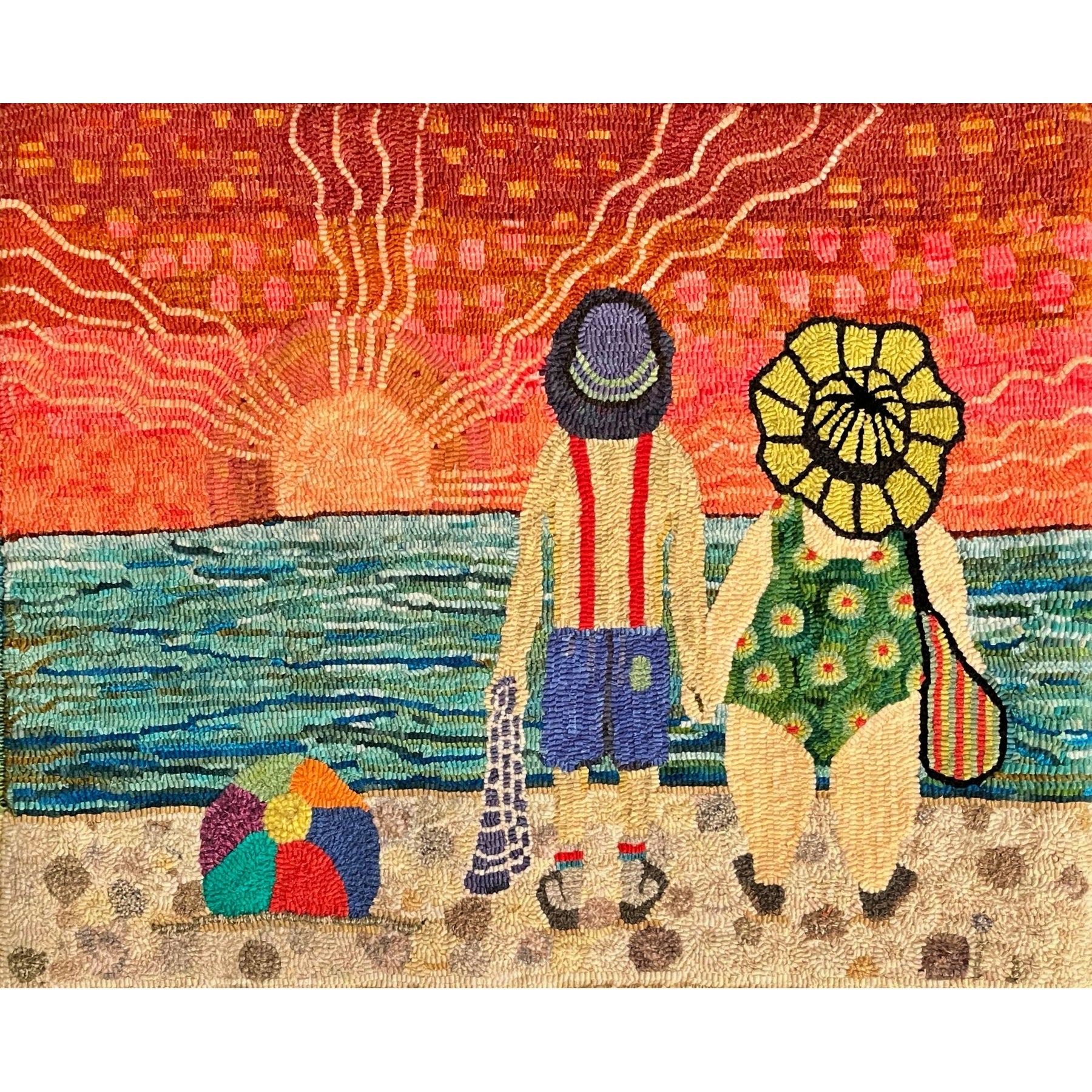 Sunset Moment, rug hooked by Nancy Gingrich