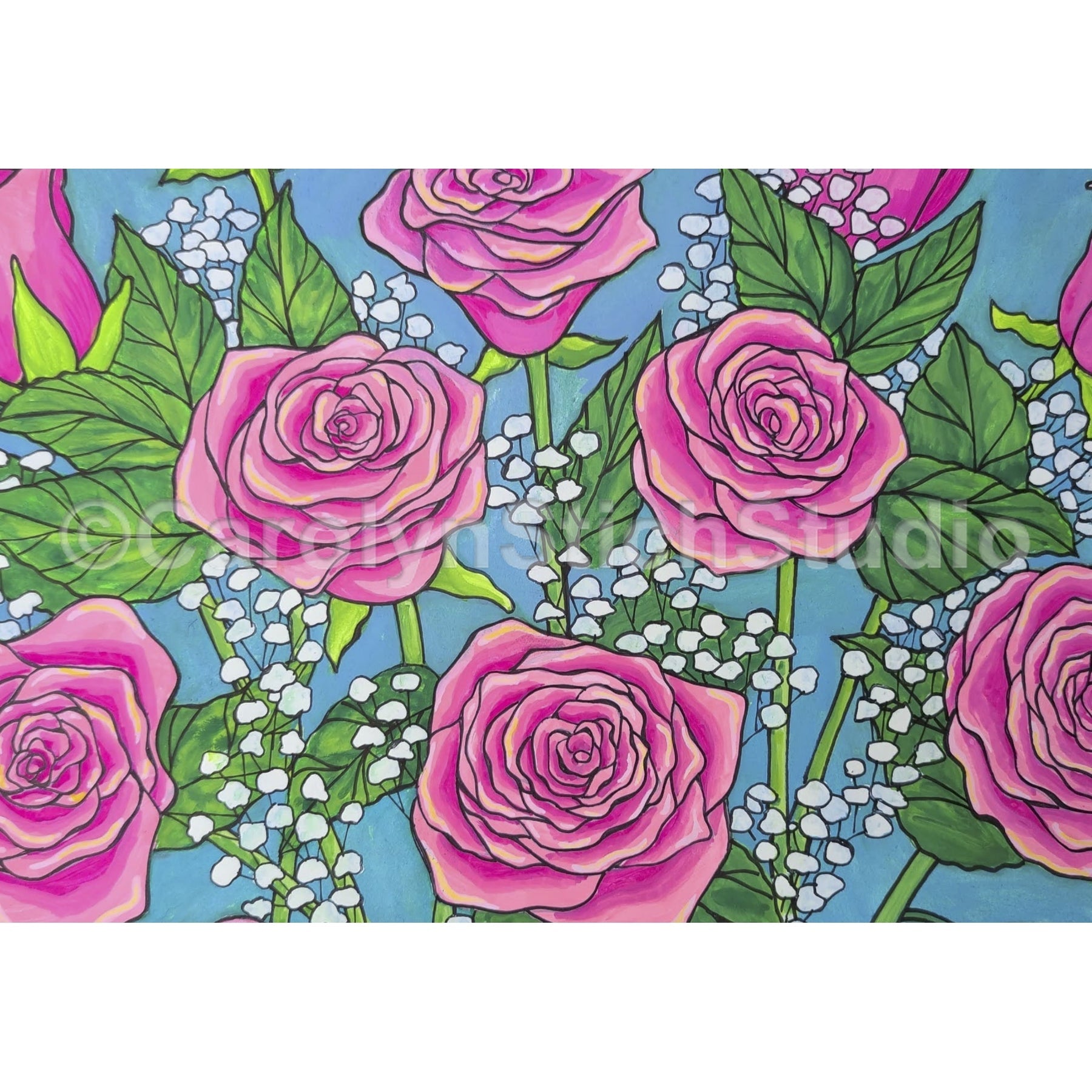 Roses, rug hooking pattern