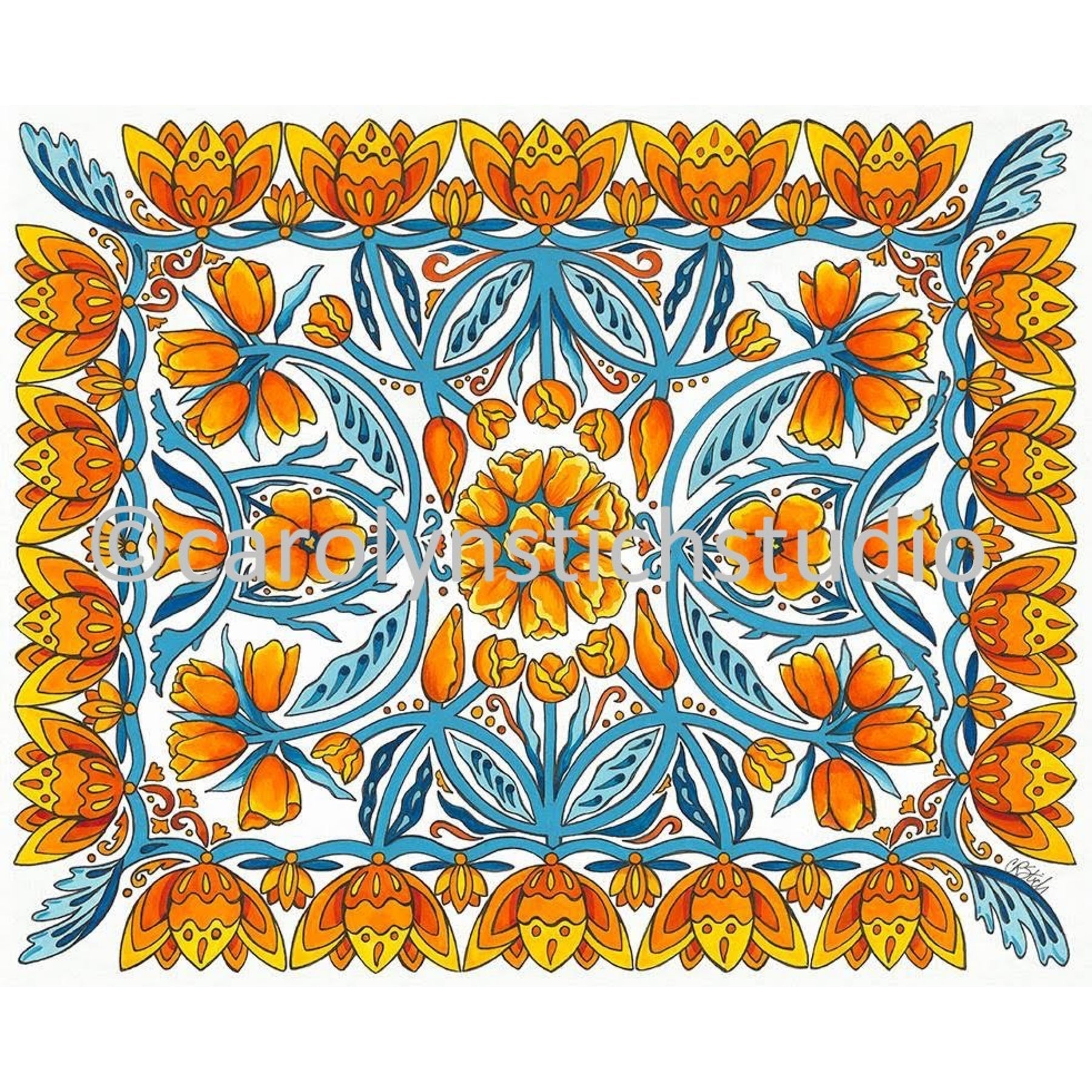 Enduring Delft, rug hooking pattern