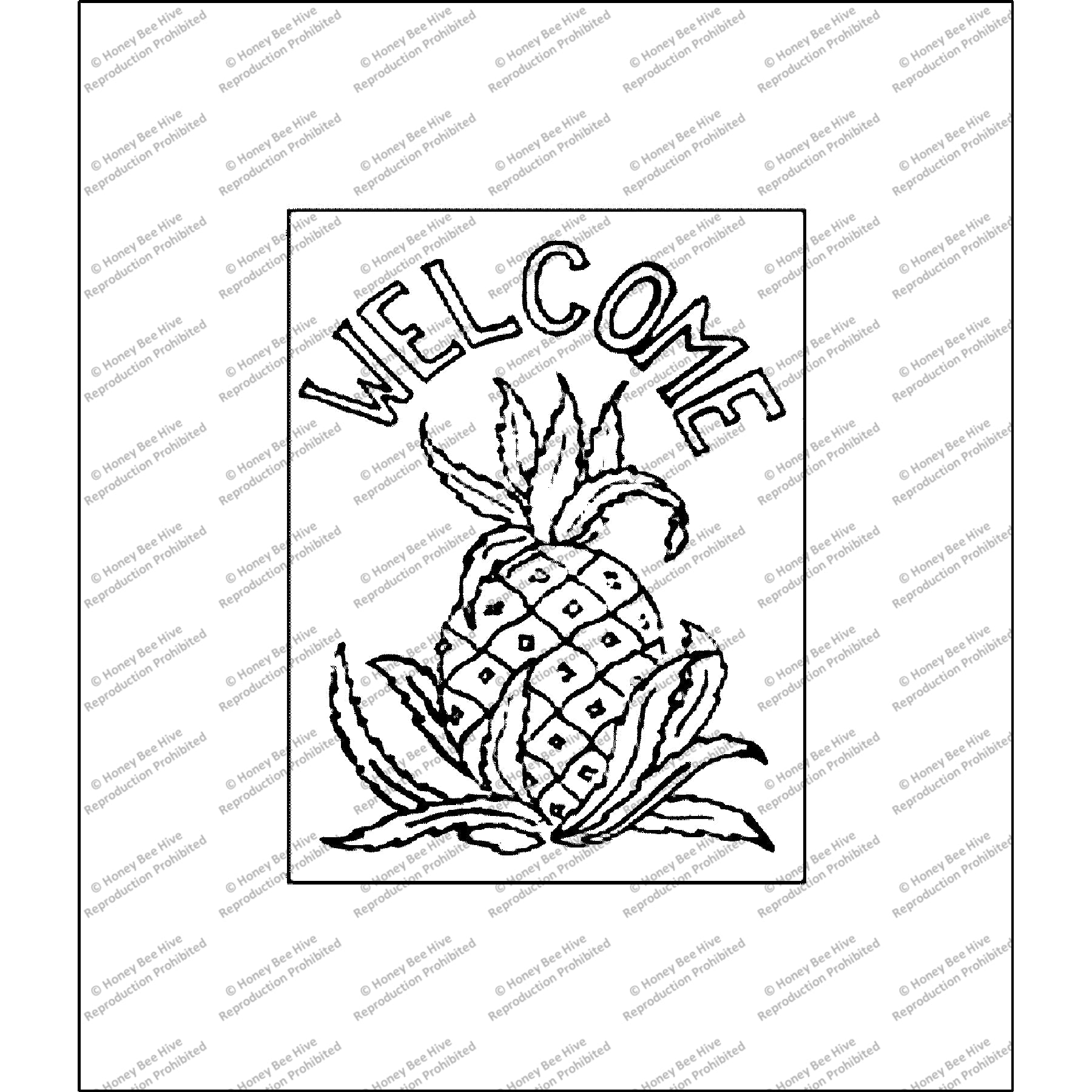 Welcome Pineapple - with Border, rug hooking pattern