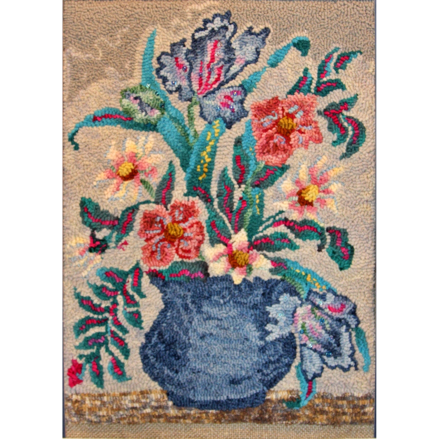 June Boquet, rug hooked by Elyse Olson