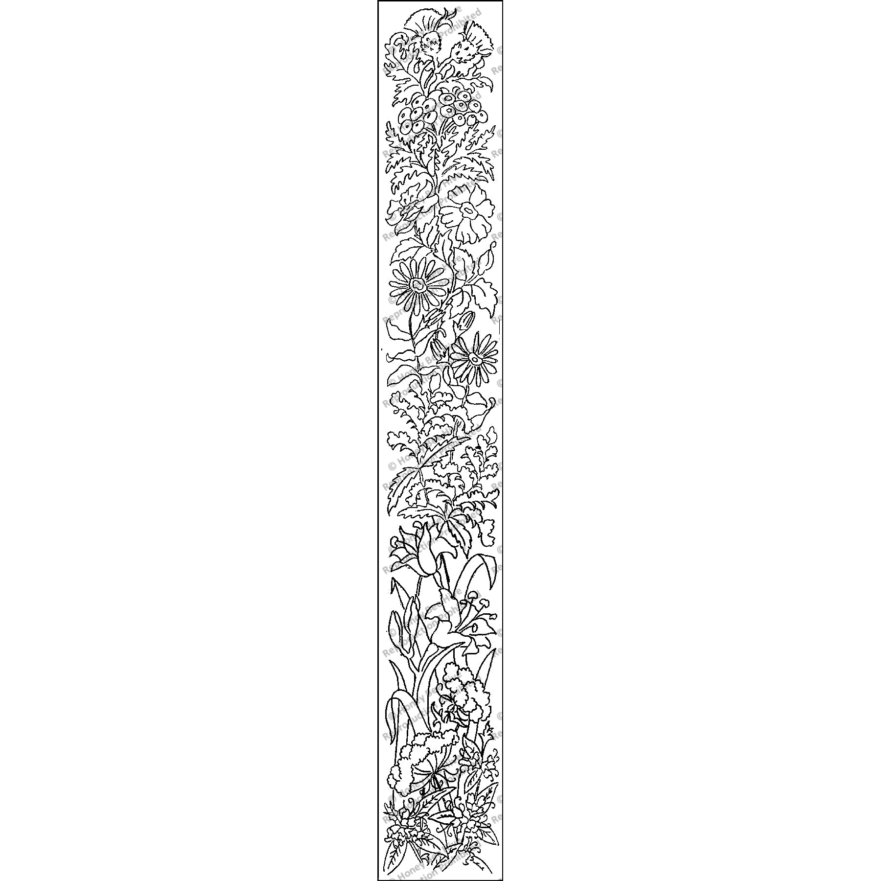 Wildflower Bellpull, rug hooking pattern