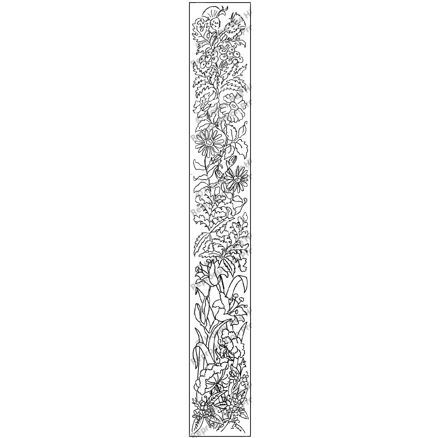 Wildflower Bellpull, rug hooking pattern