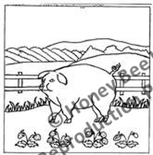 Rug Hooking Pattern: Folkart Pig (P629) | Honey Bee Hive Rug Hooking ...