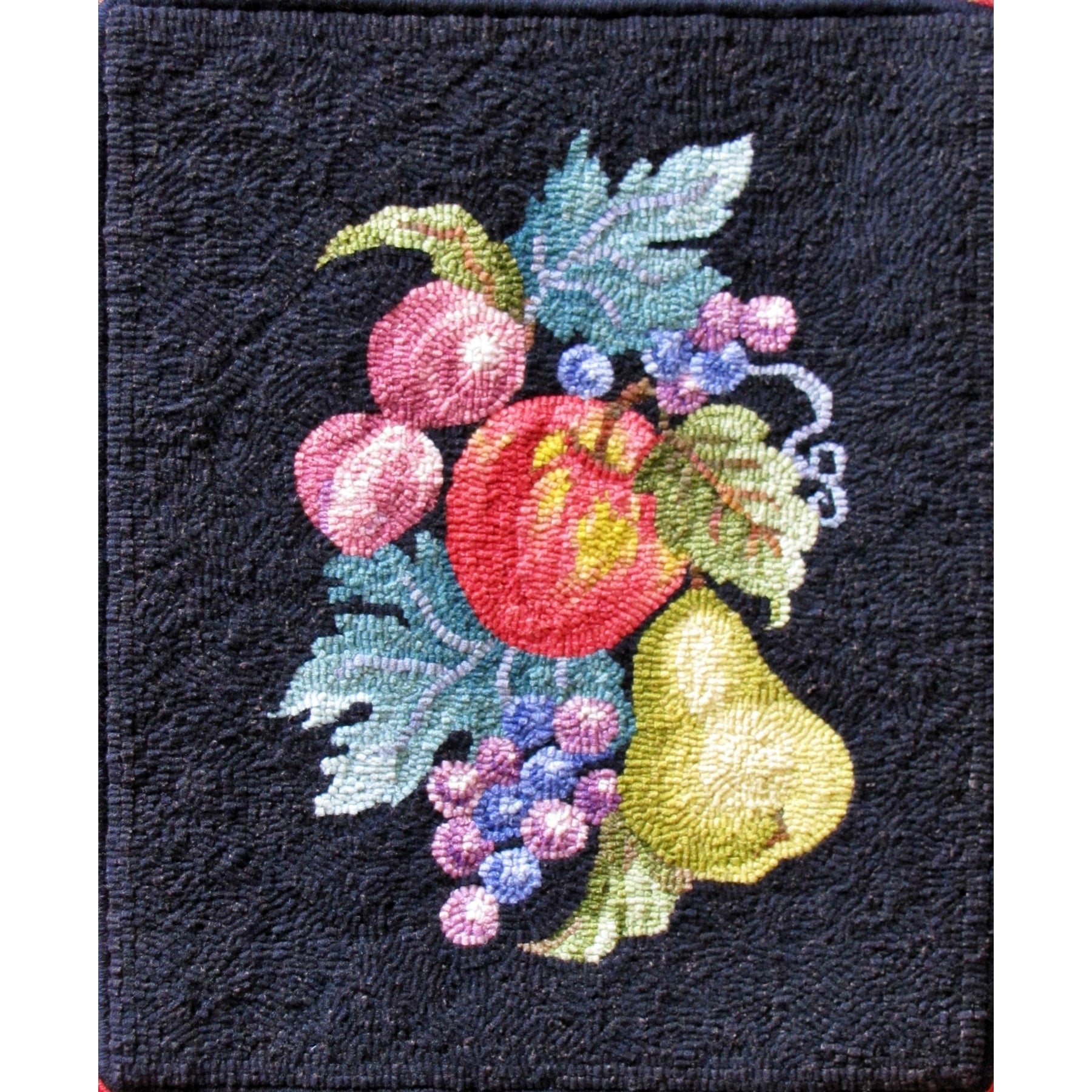 Fruit, rug hooked by Nancy Terhaar