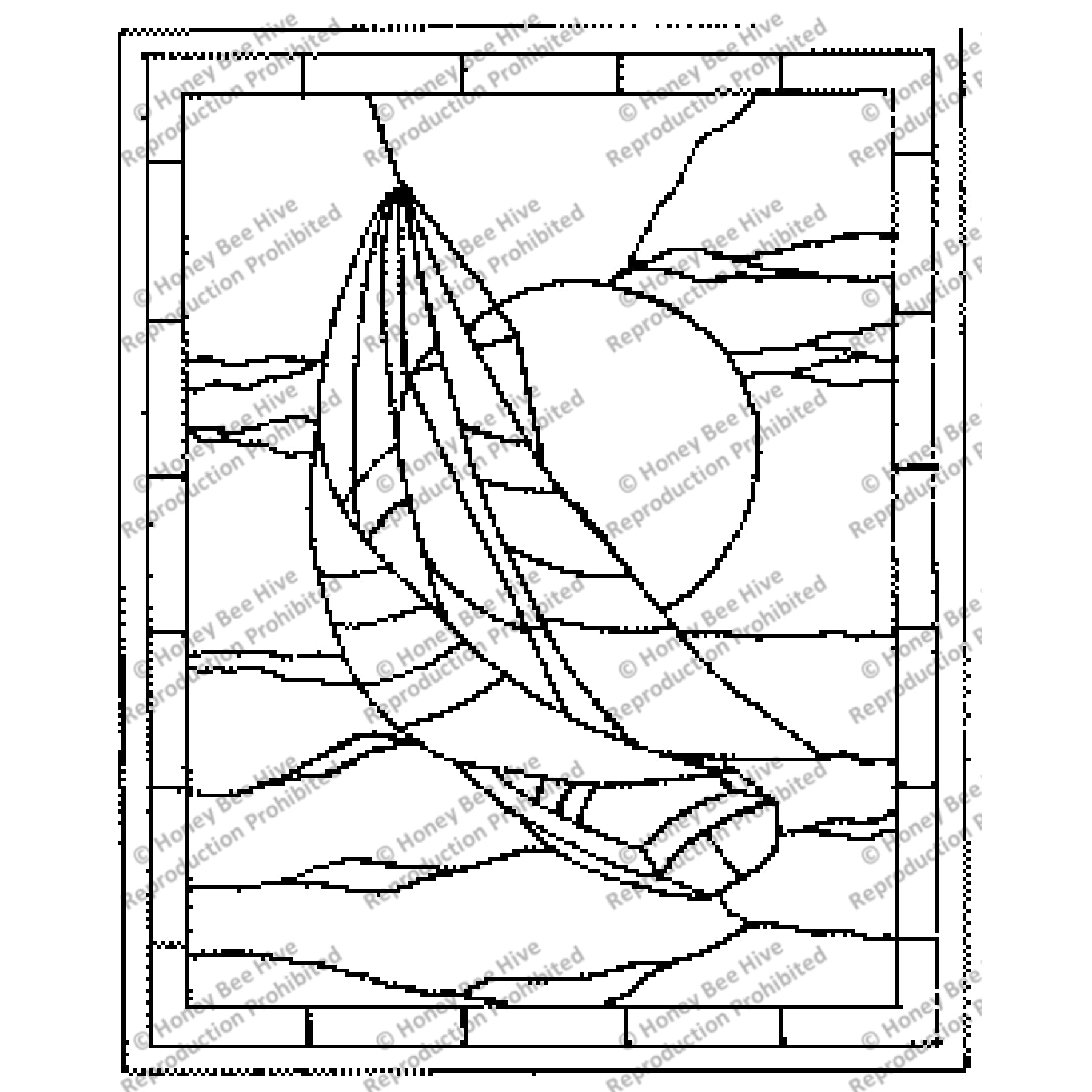 Stained Glass Boat, rug hooking pattern