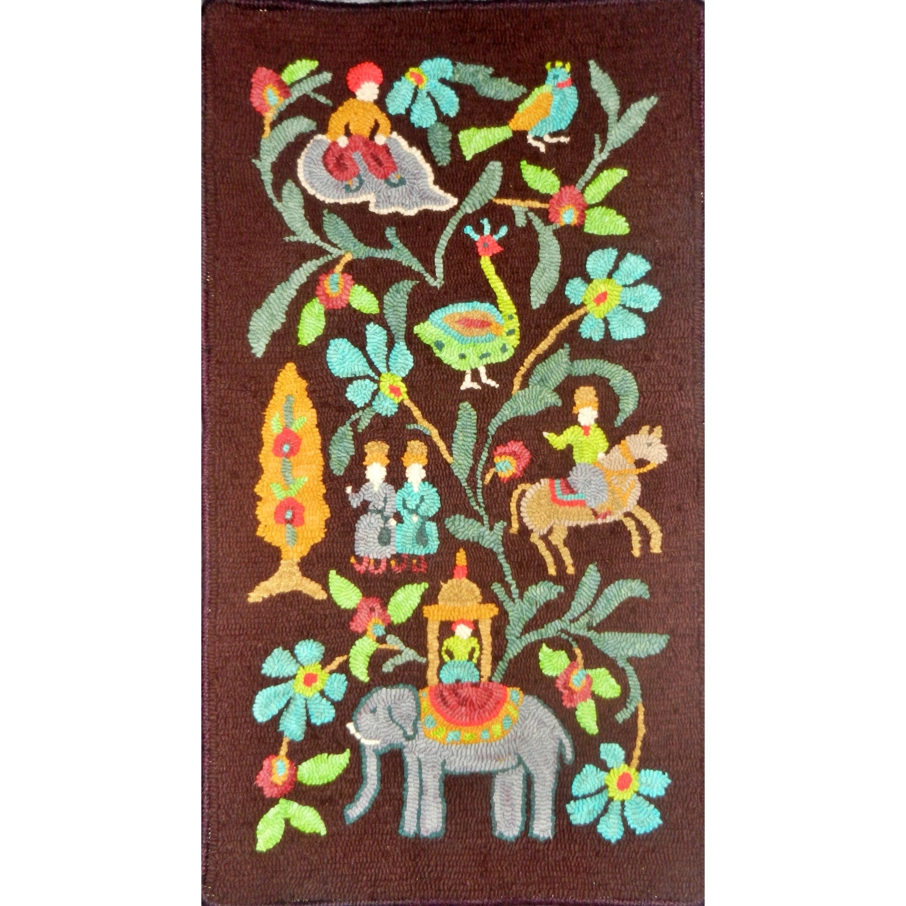Kashani Hunt Panel, rug hooked by Carolyn Cooke