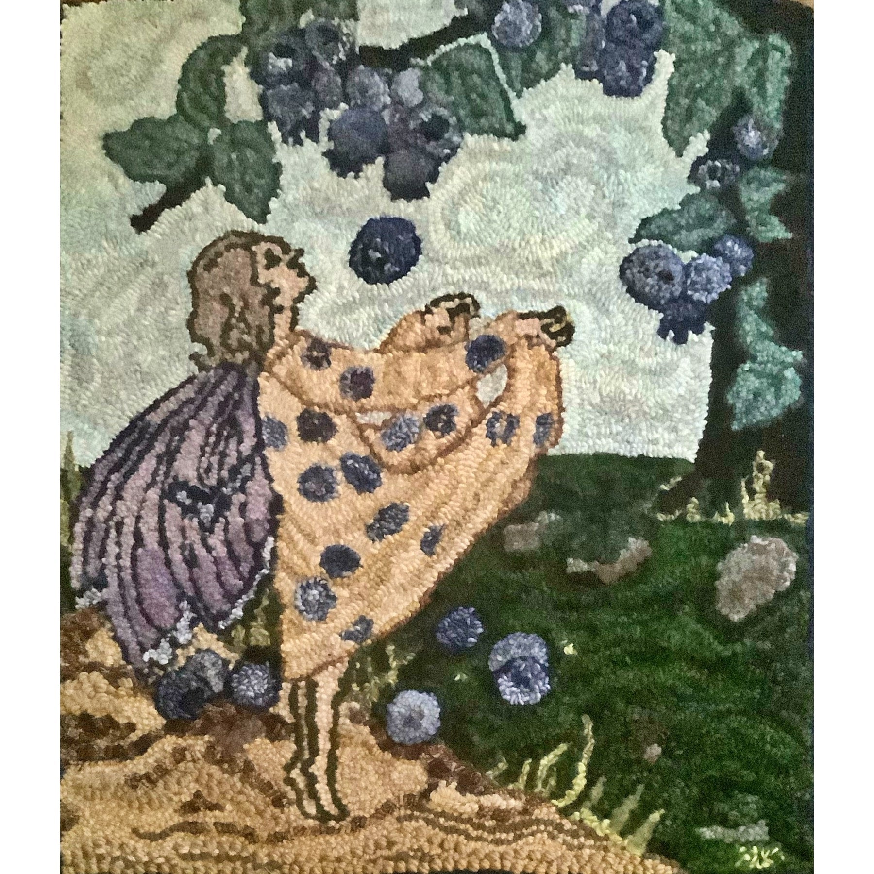 Blueberry Fairy, rug hooked by Noela Burks