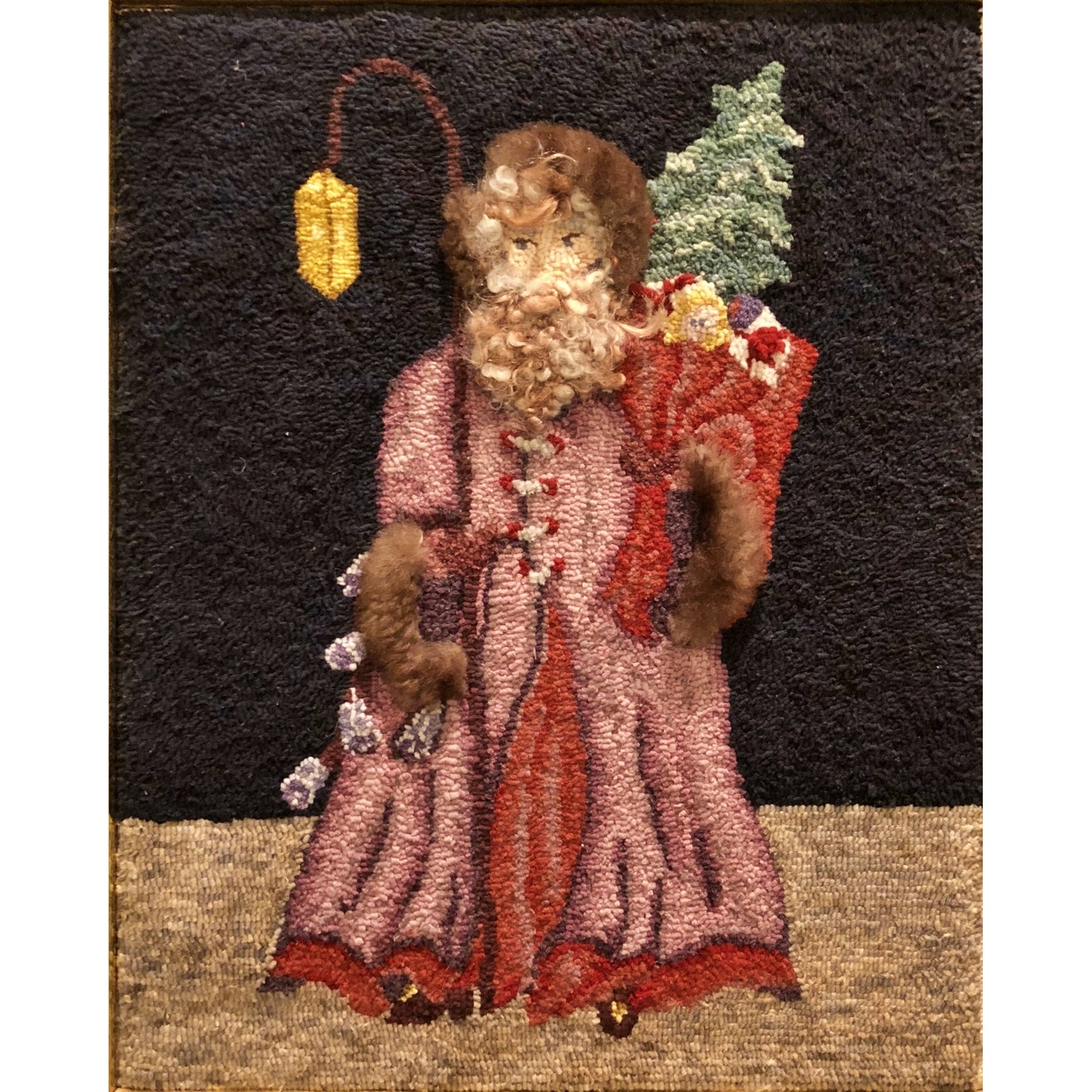 Father Christmas, rug hooked by Elyse Olson
