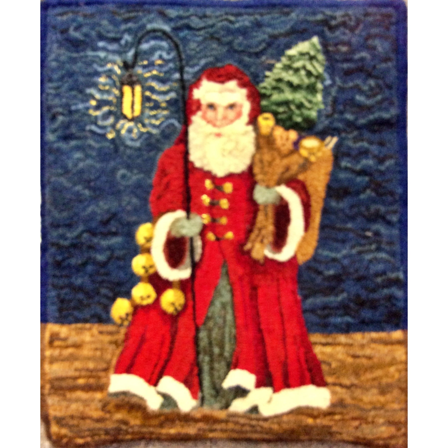 Father Christmas, rug hooked by Vivily Powers