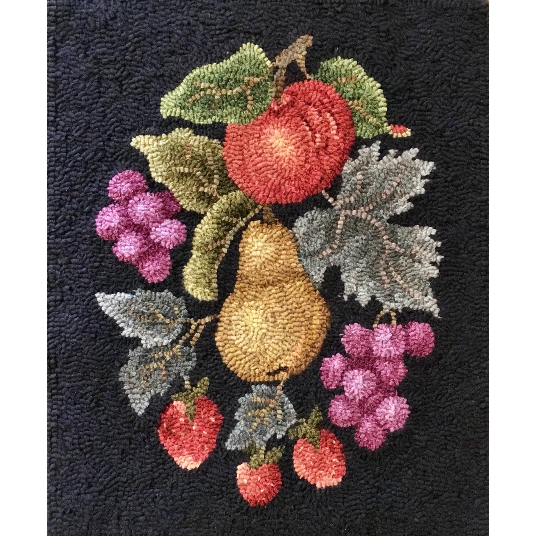 Companion Fruit, rug hooked by Susan Nash