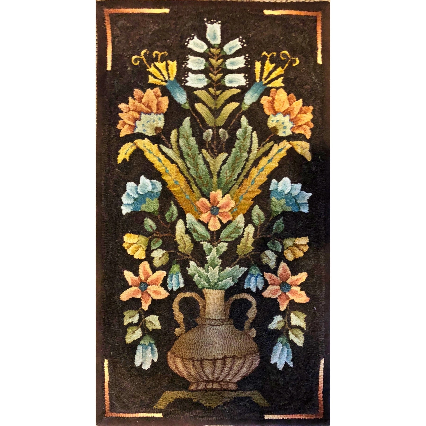 Collinot Vase, rug hooked by Sheri Matz