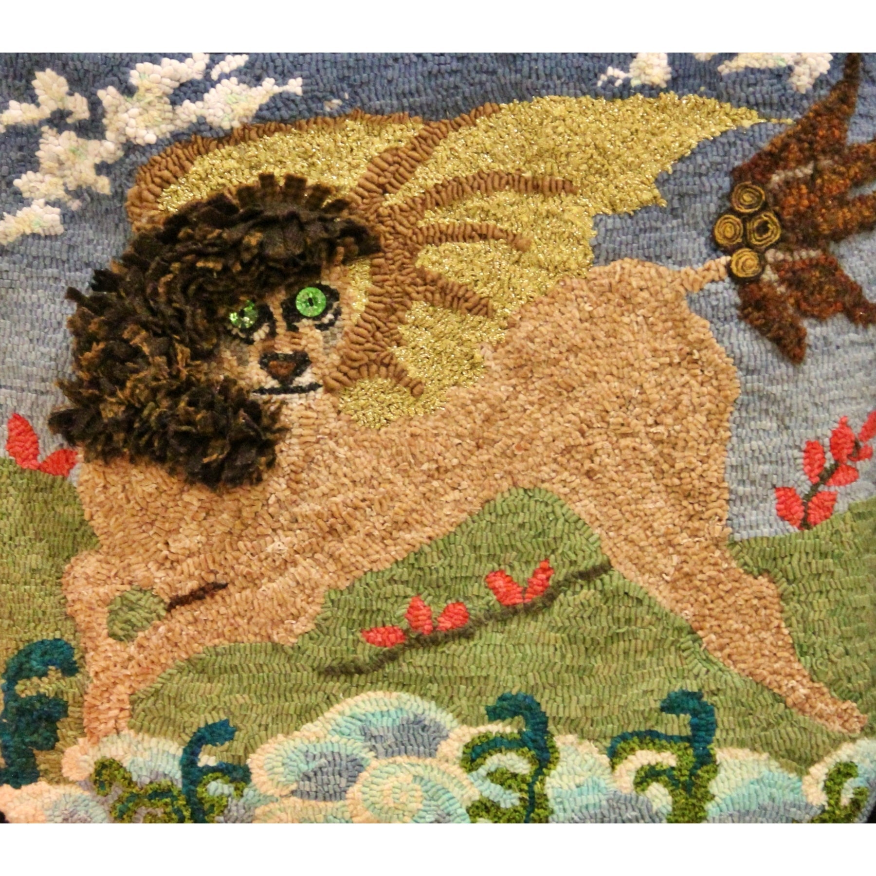 Winged Lion, rug hooked by Susan Barry