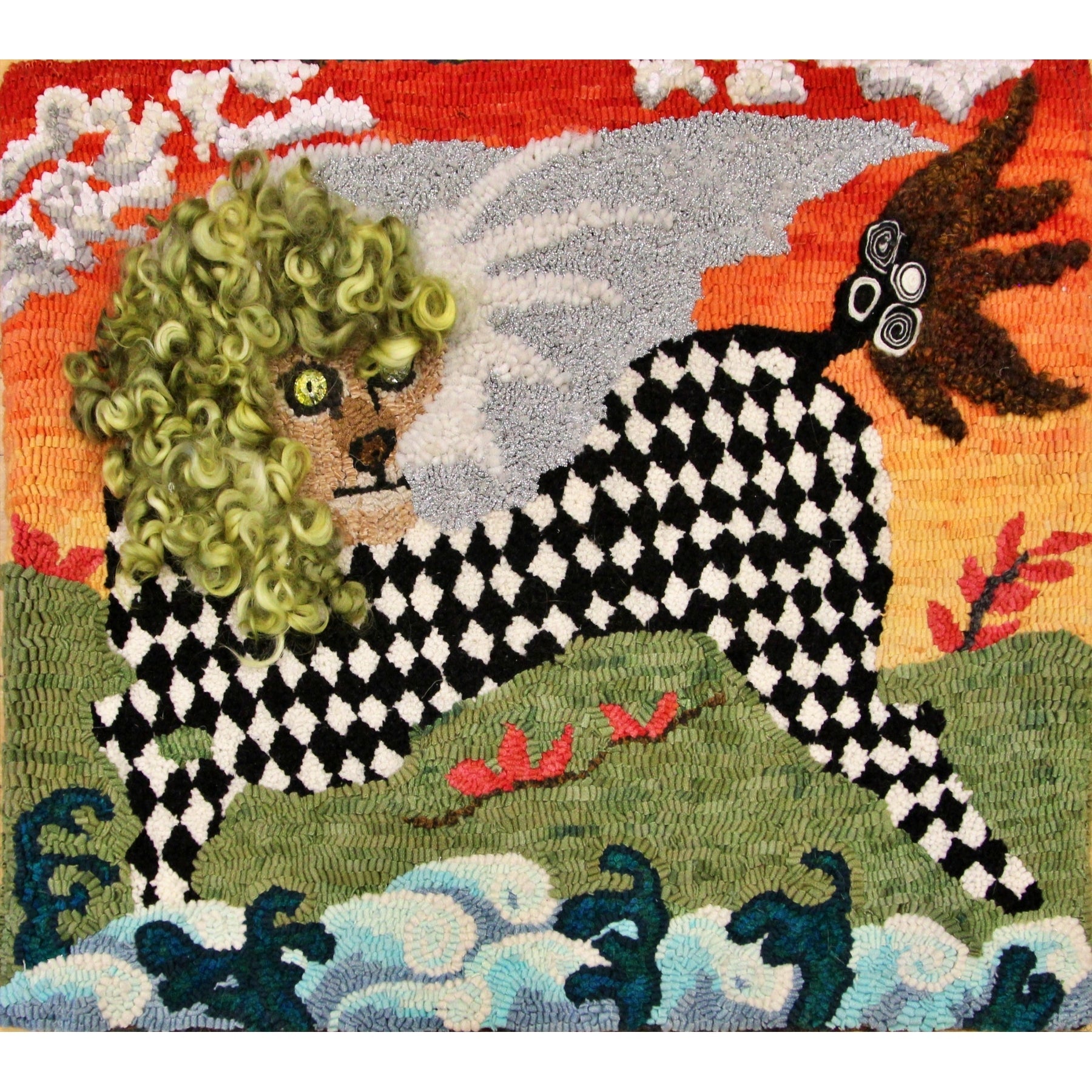 Winged Lion, rug hooked by Susan Barry