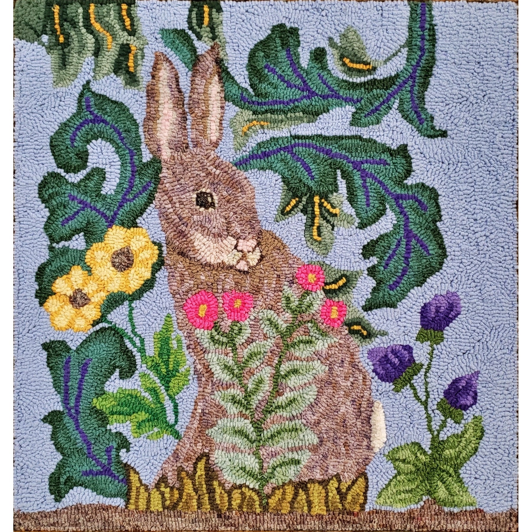 Morris Bunny, rug hooked by Donna Martin