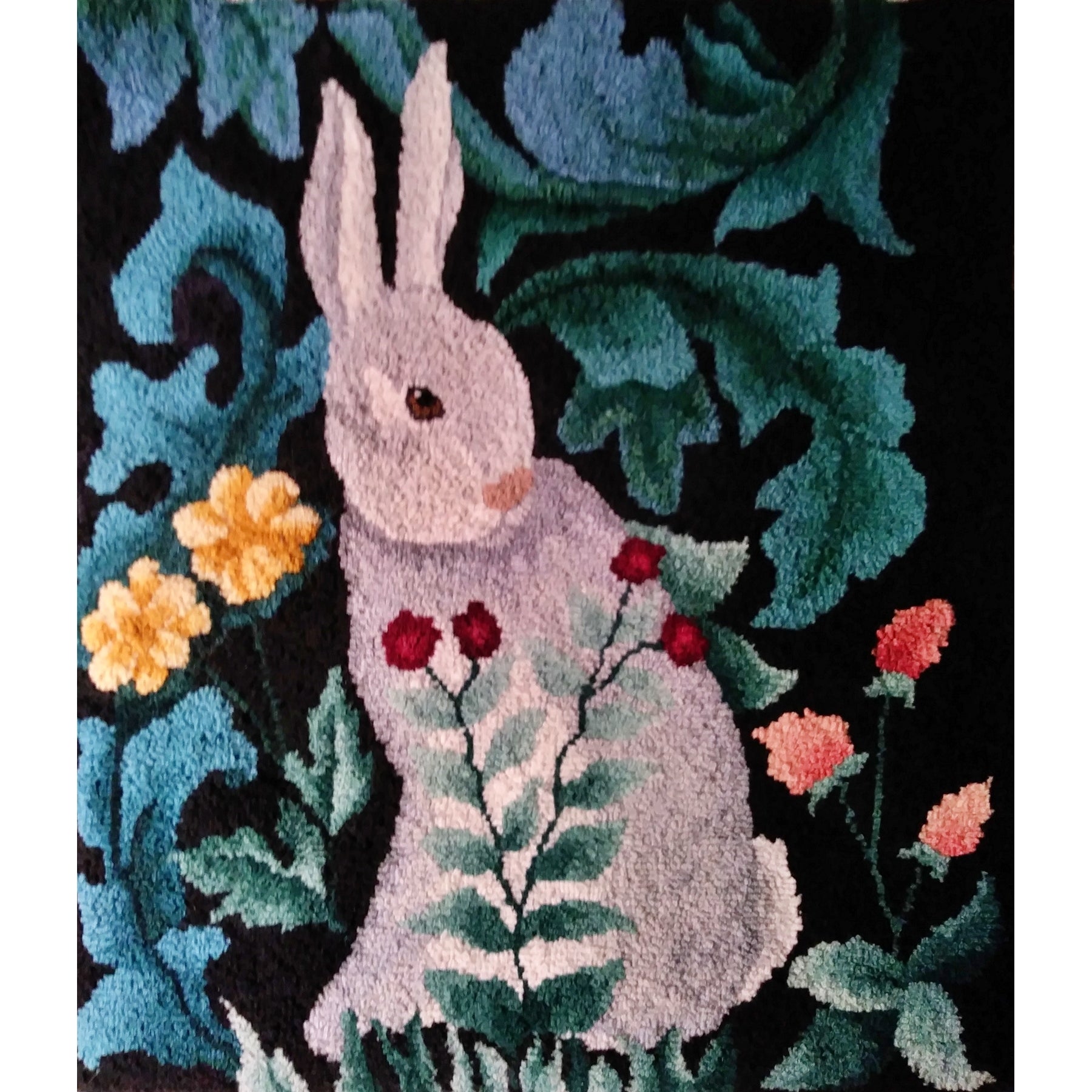 Morris Bunny, rug hooked by Judy Deaton