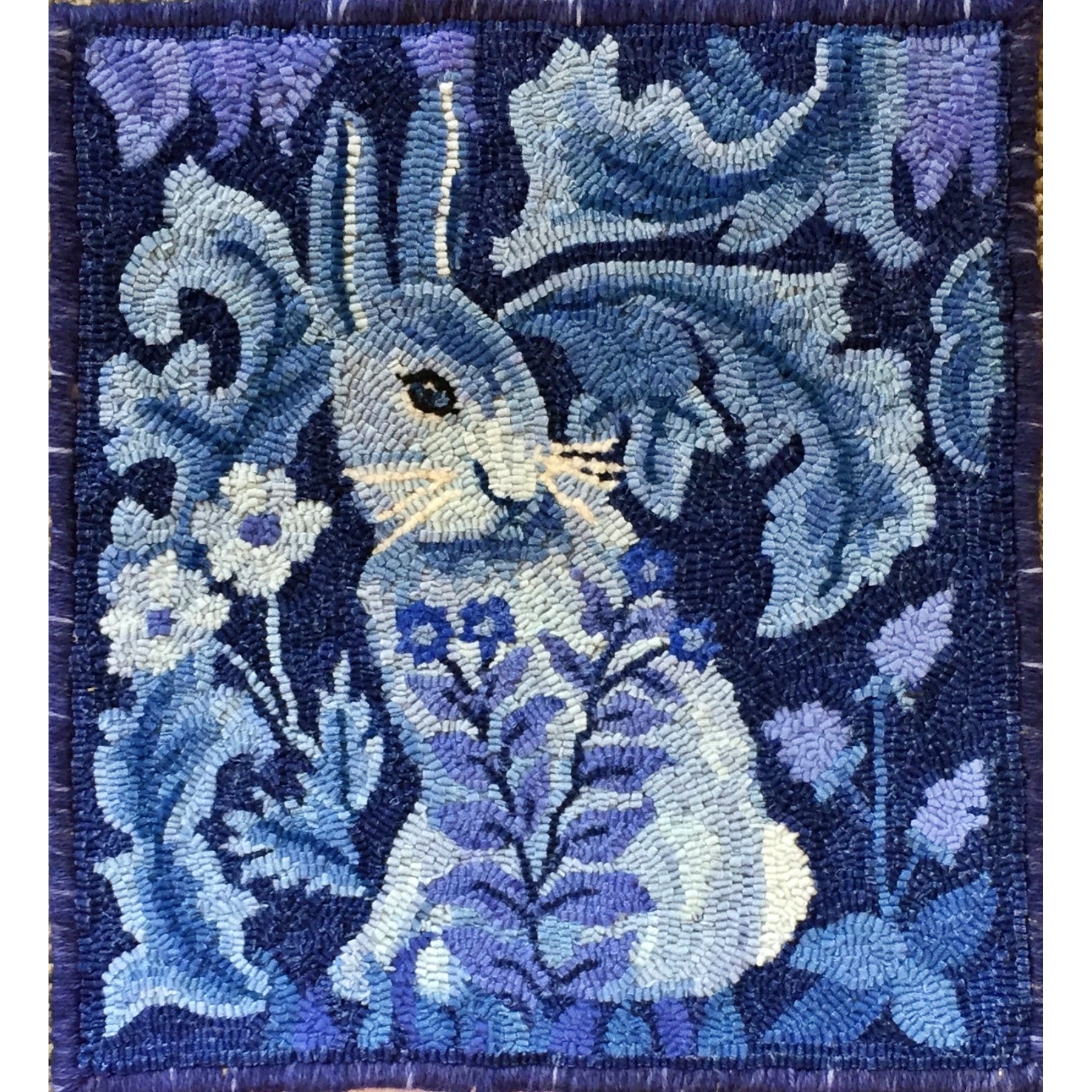 Morris Bunny, rug hooked by Margaret Bedle