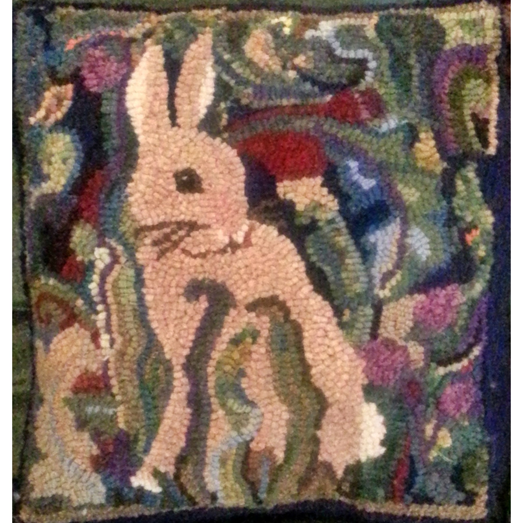 Morris Bunny, rug hooked by Kim Adams