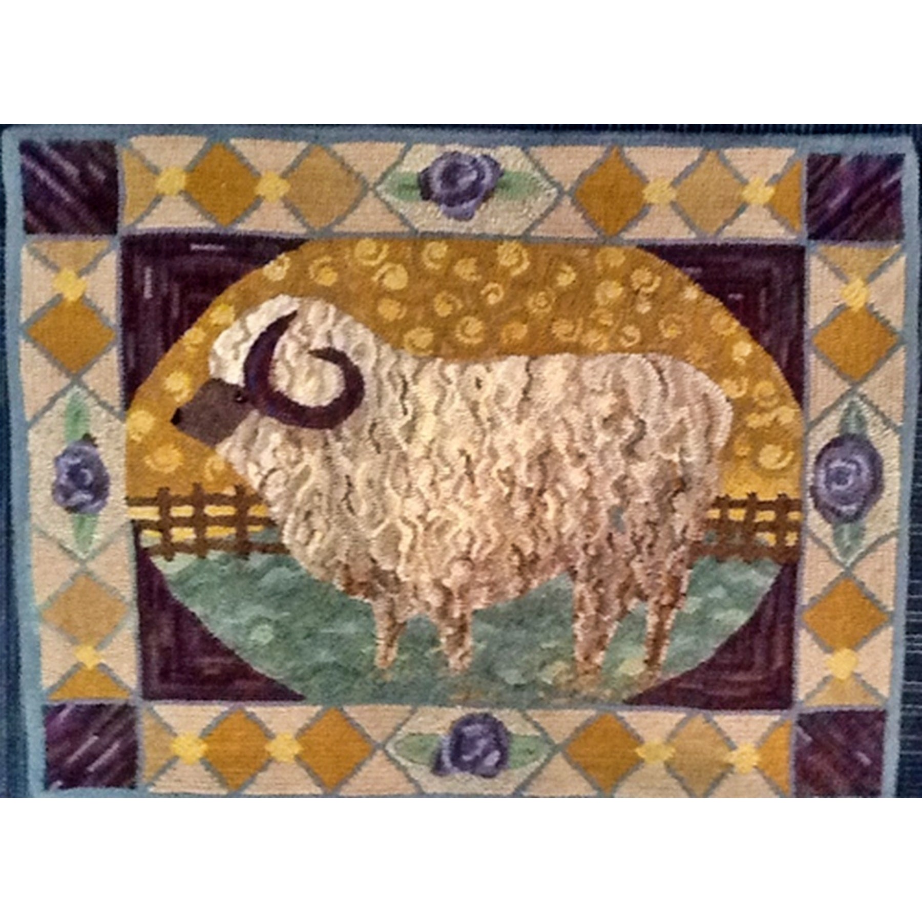 Compton Ram, rug hooked by Darcy Baskin