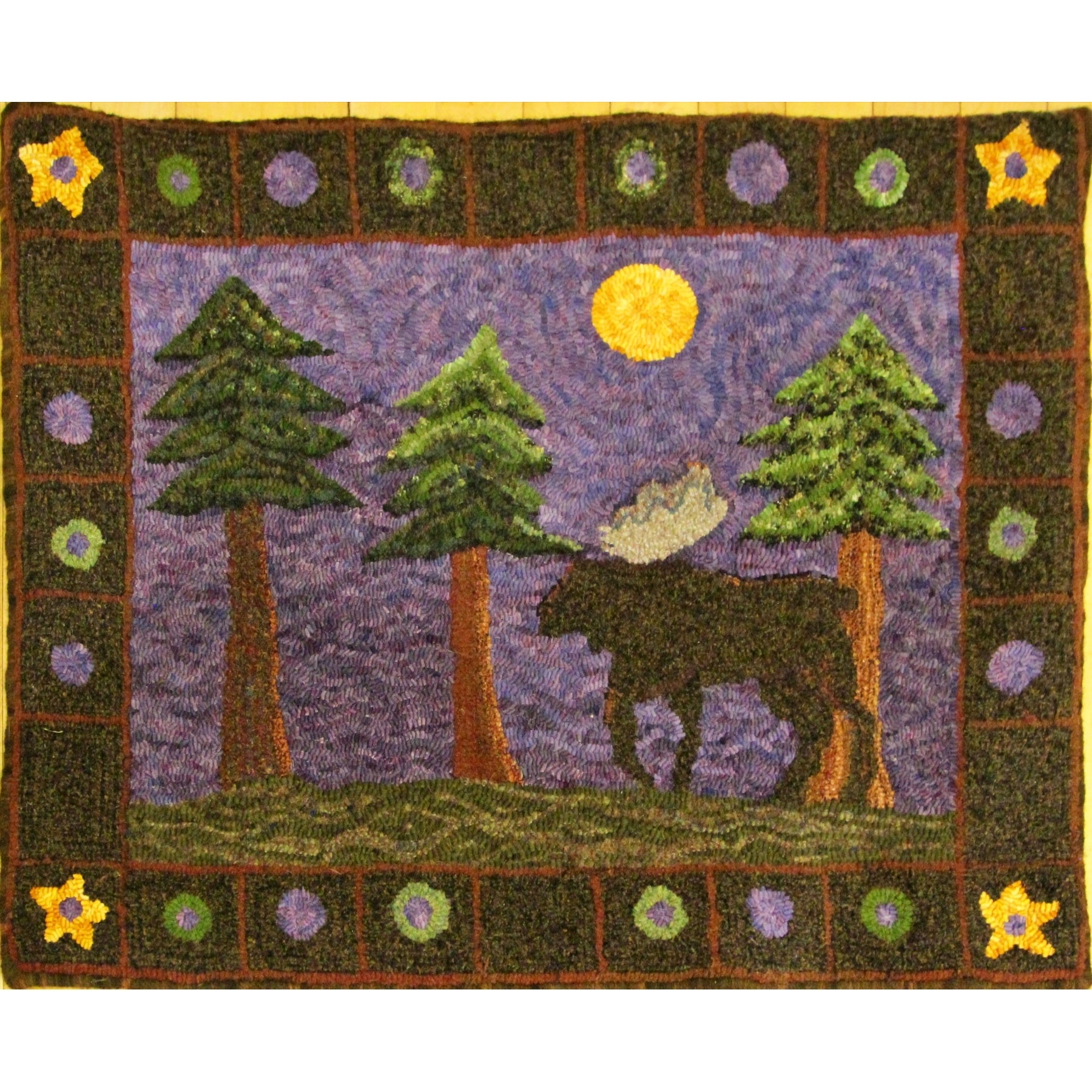 Moose, rug hooked by Sandy Ferguson