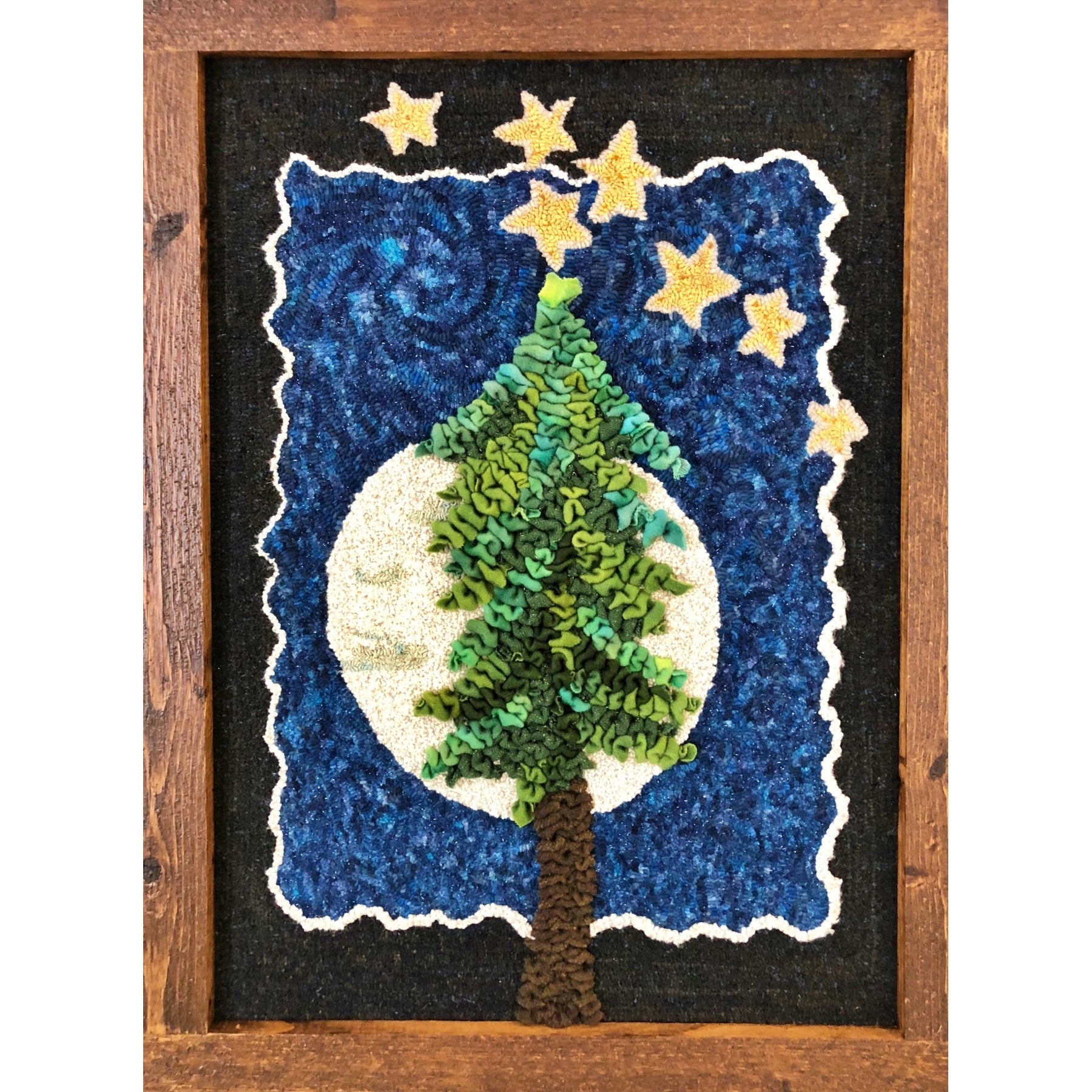 Lone Pine, rug hooked by Jan Frank