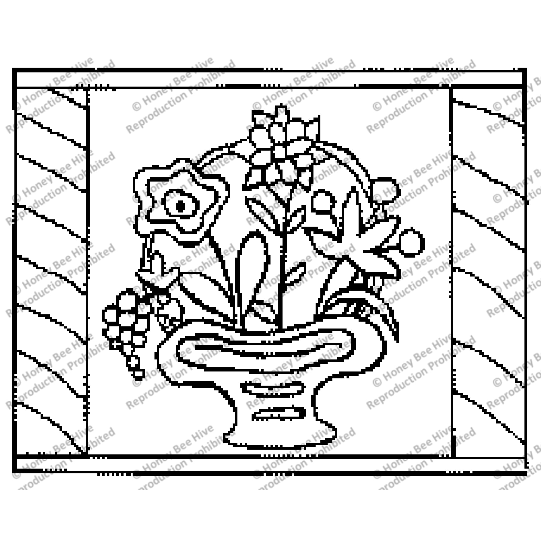 Flower Basket, rug hooking pattern