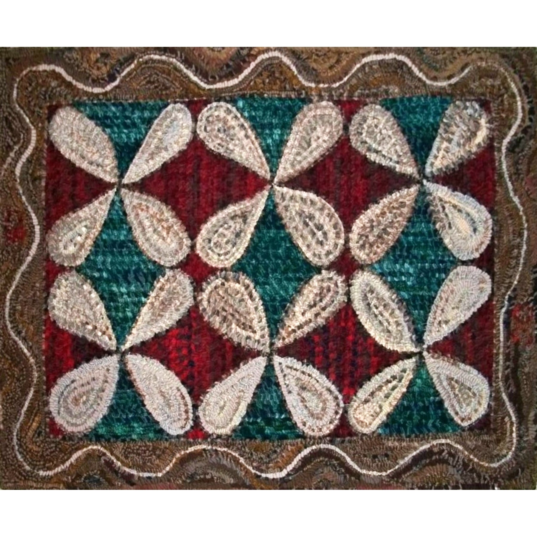 Floral Bed Rug, Six, rug hooked by Norm Bradley