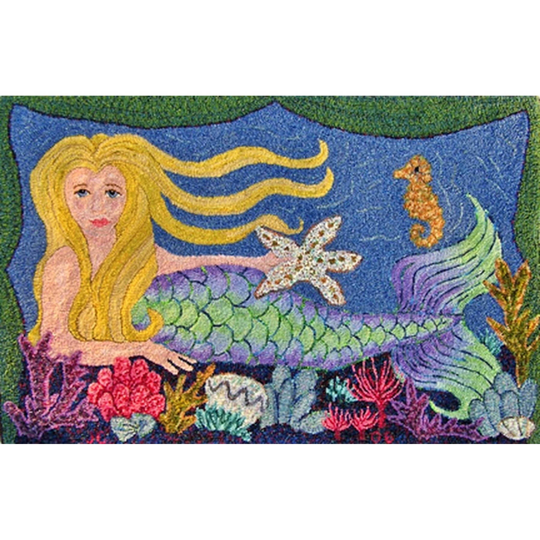 Mermaid, rug hooked by Judy Carter
