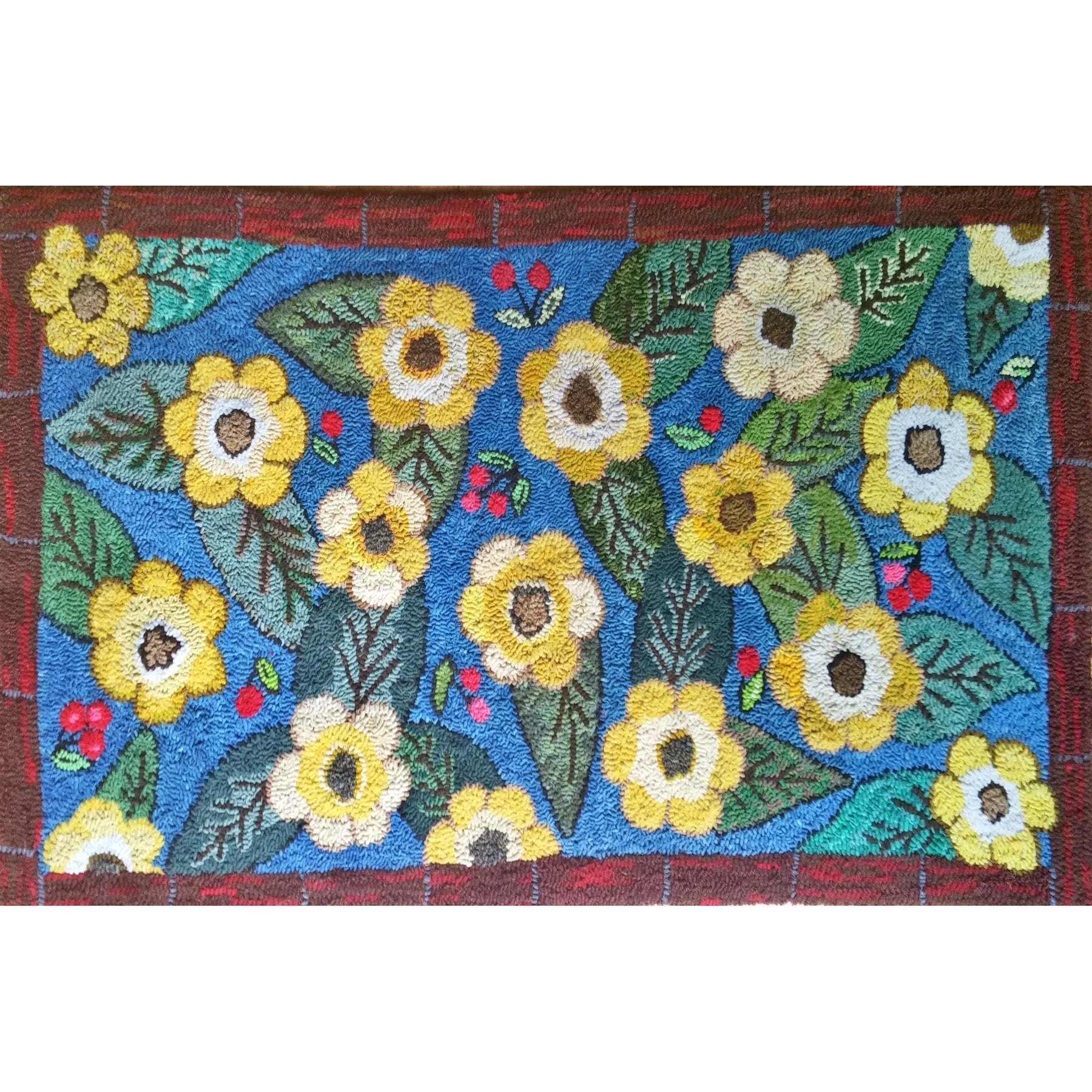 Floral Fantasy, rug hooked by Cheryl Roberts