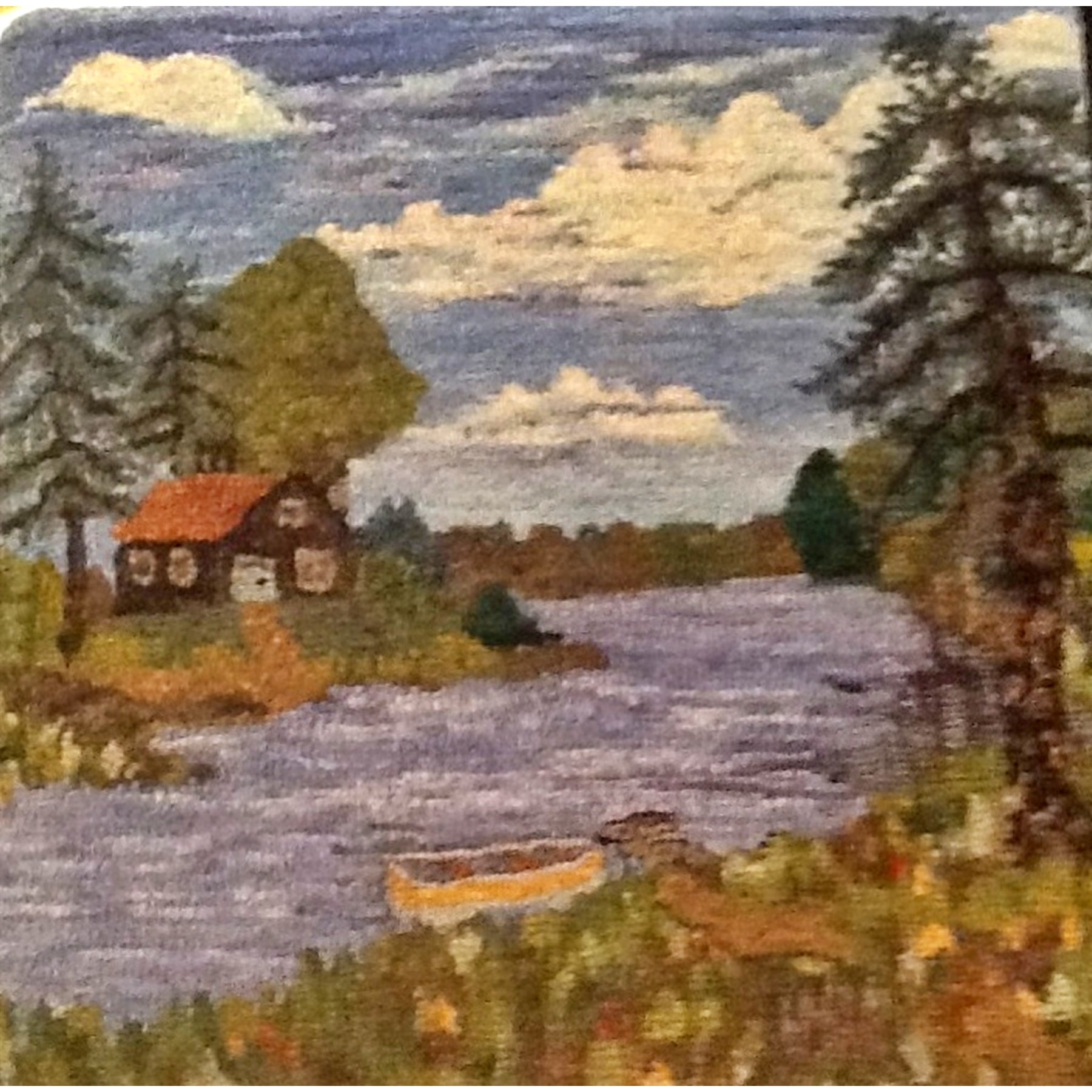 Summer Lake, rug hooked by Cheryl Halliday