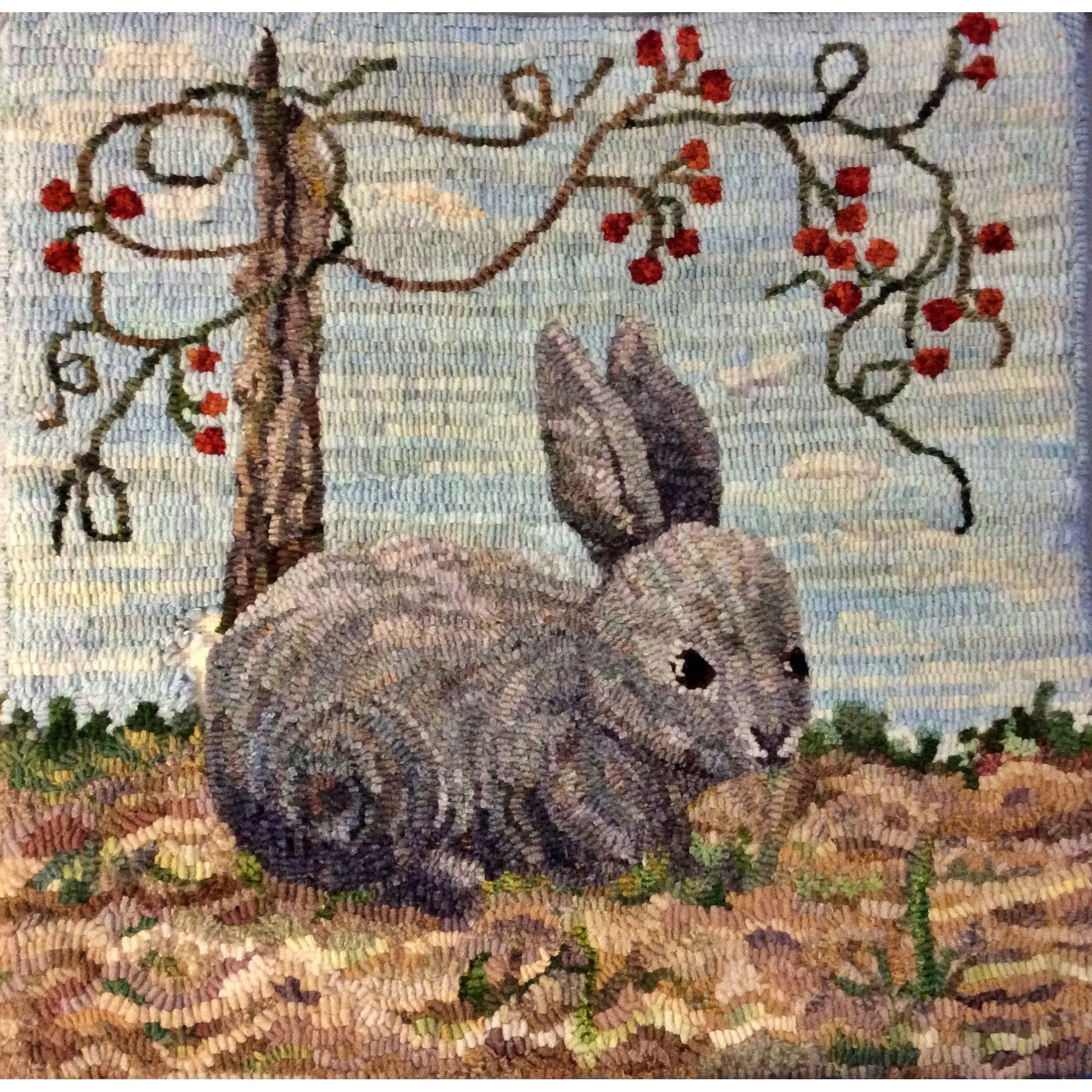 Good Little Bunny, rug hooked by Mamie Adair