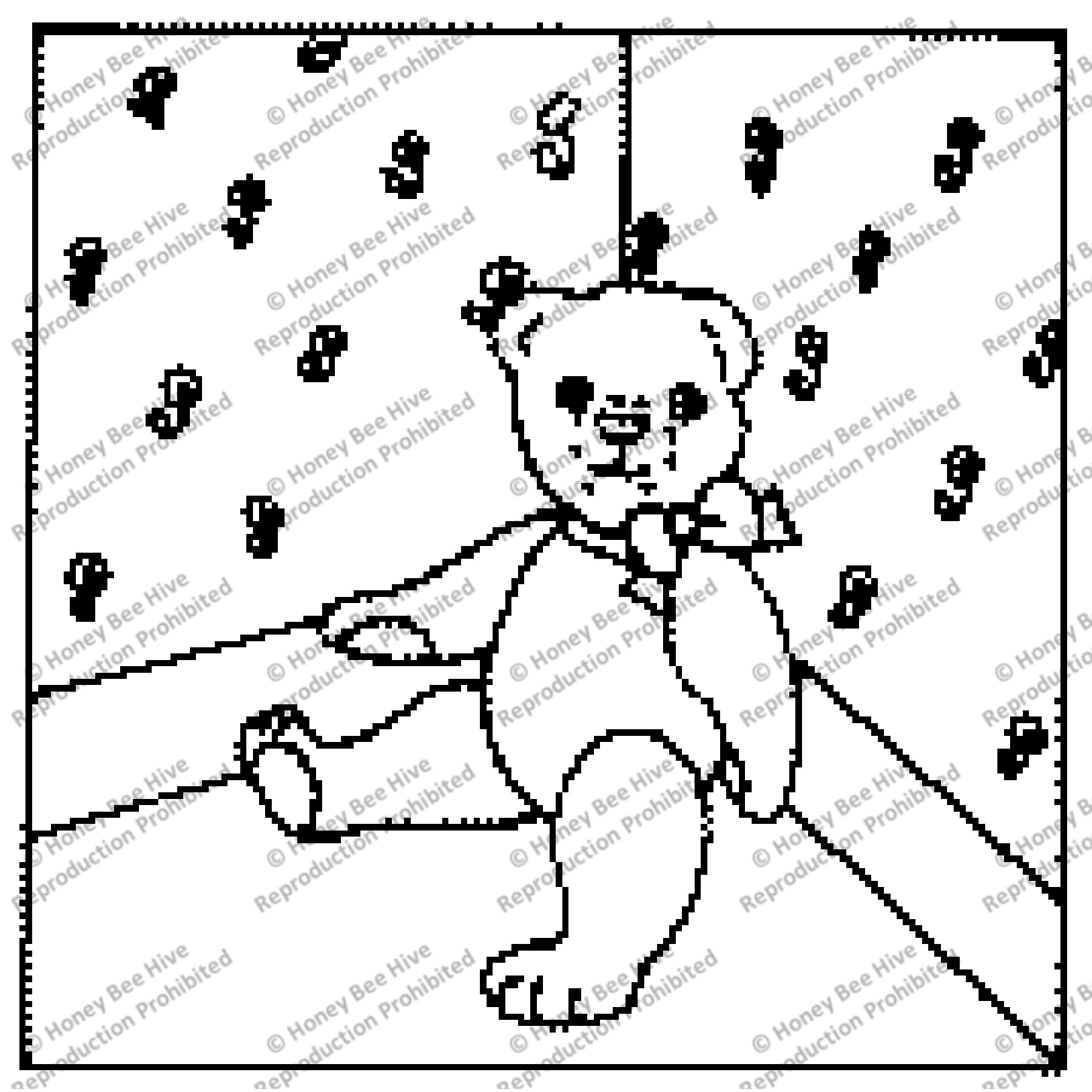 Corner Teddy Bear, rug hooking pattern