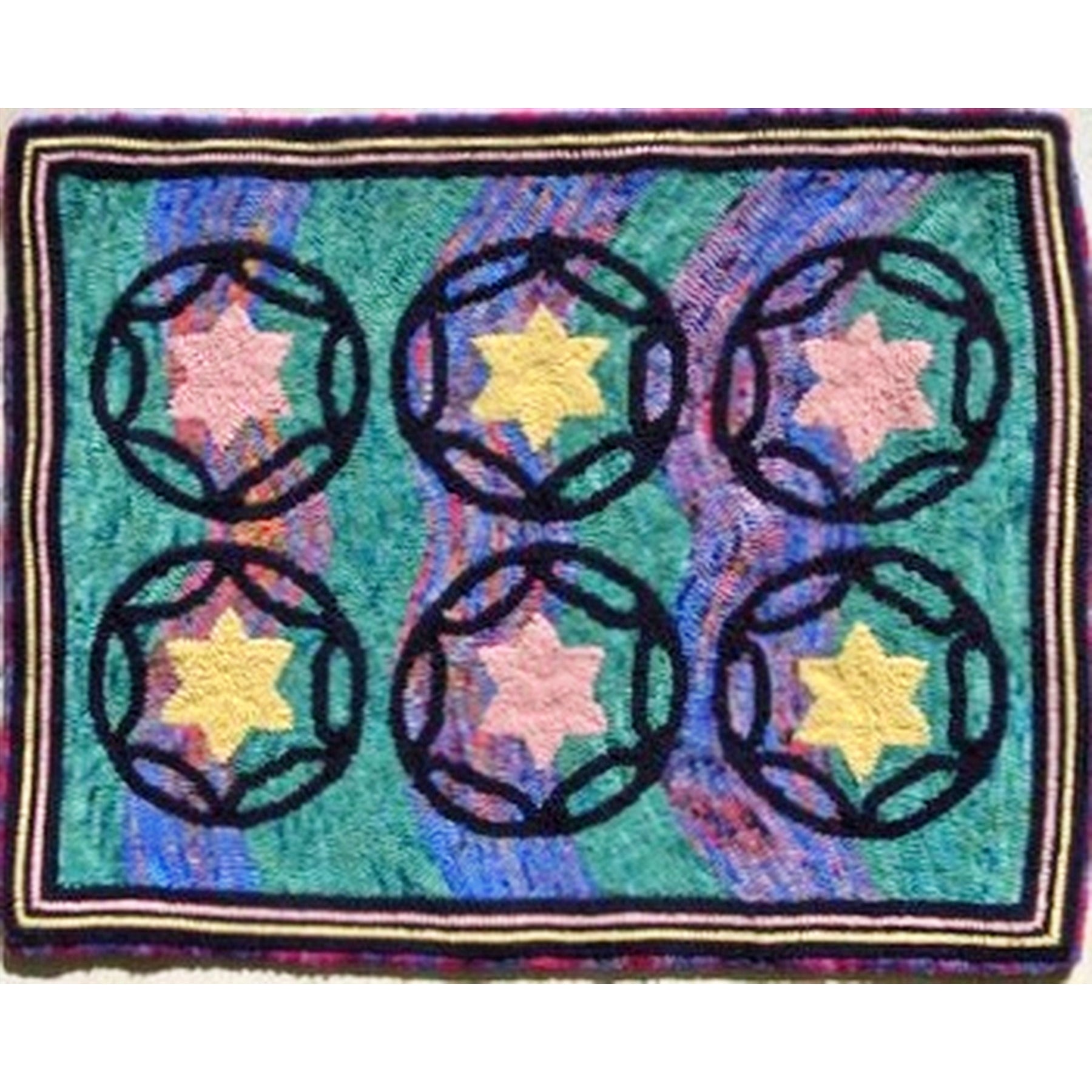 Star In A Circle, rug hooked by Karen Maddox