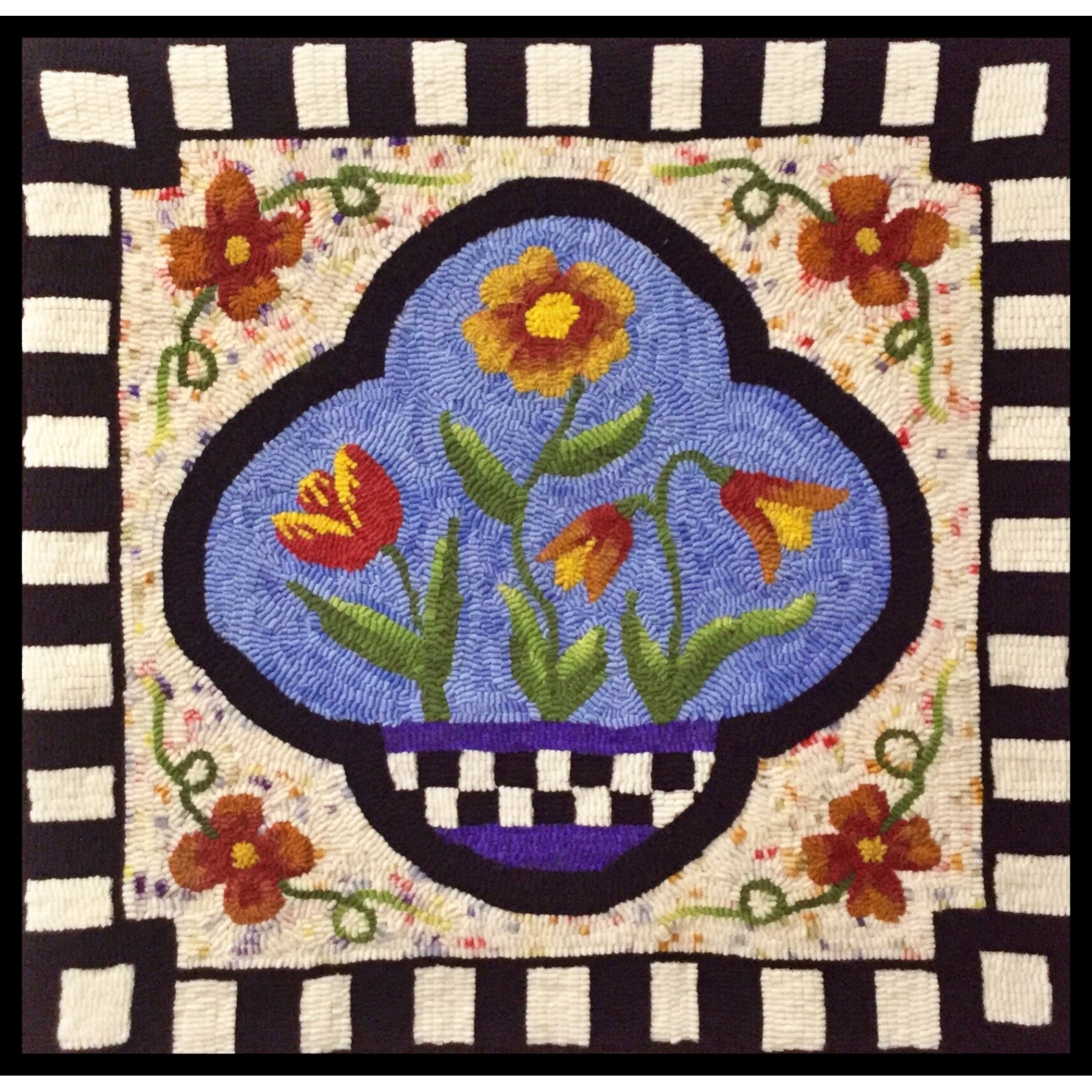 Floral Window, rug hooked by Brenda Patterson